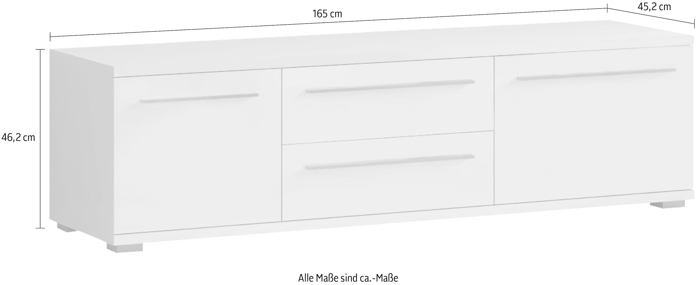 Places of Style Lowboard »Piano TV-Kommode in Breite 165 oder 180 cm mit Soft-Close-Funktion«, Hochglanz UV-lackiert, Br 180 cm mit versch. Tür- und Schubkastenmasse