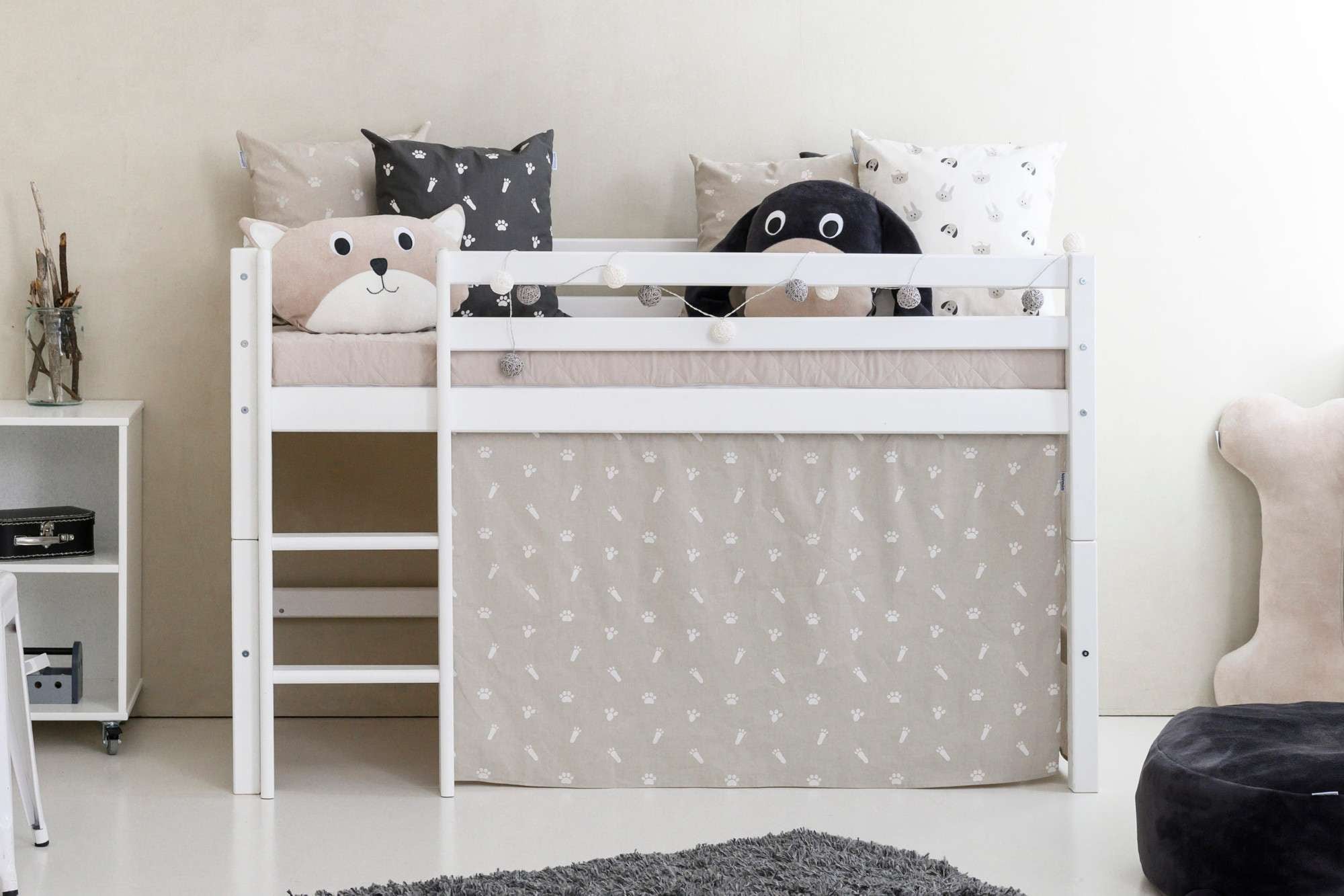 Hoppekids Hochbett »ECO Dream, Kinderbett, Spielbett, Halbhohes Bett aus Massivholz«, inkl. Vorhang-Set Creator, Bettgrösse & Matratze wählbar