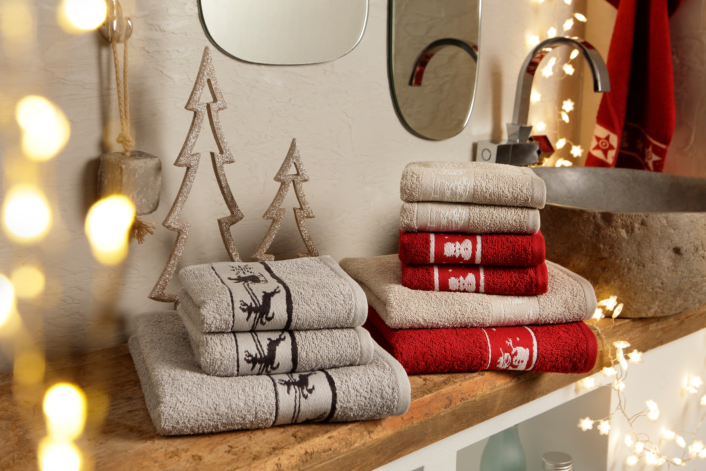 my home Bordüre, weihnachtliches Set Baumwolle tlg., kaufen 3 100% | Sternen & Set, mit »Weihnachten«, Jelmoli-Versand Handtuchset, Handtuch online Walkfrottee