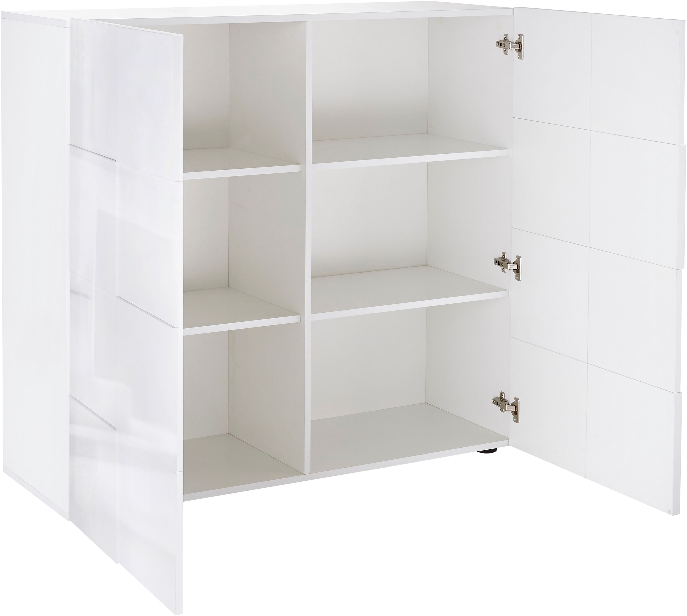 INOSIGN Highboard »Dama Höhe 111 cm, Breite 121 cm, Kommode 2 Türen, Hochkommode«, Front in 3D-Optik, viel Stauraum, verschiedene Farben
