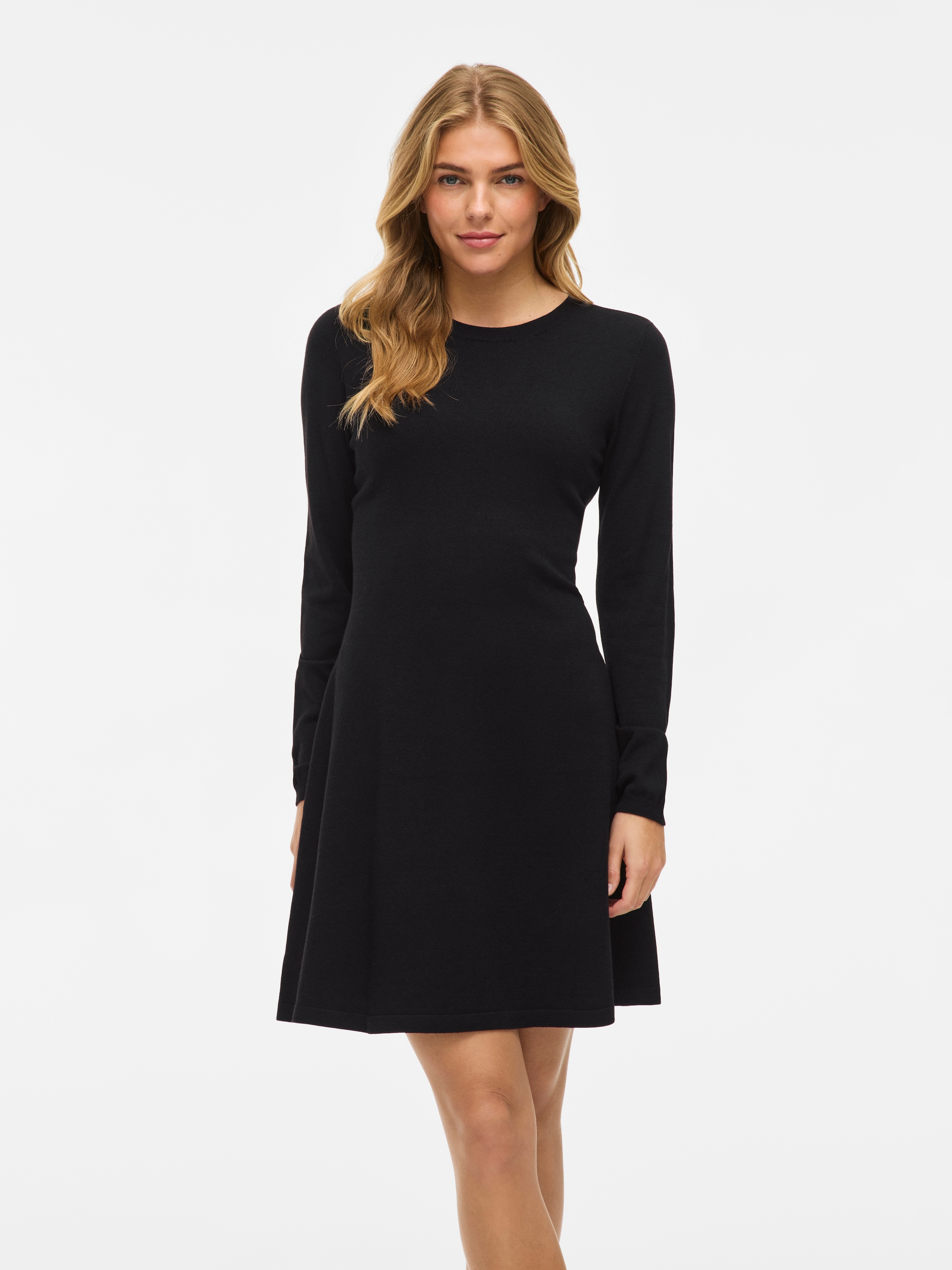 Vila Strickkleid "VICOMFY A-LINE O-NECK KNIT DRESS - NOOS" Materialmix, normal geschnitten