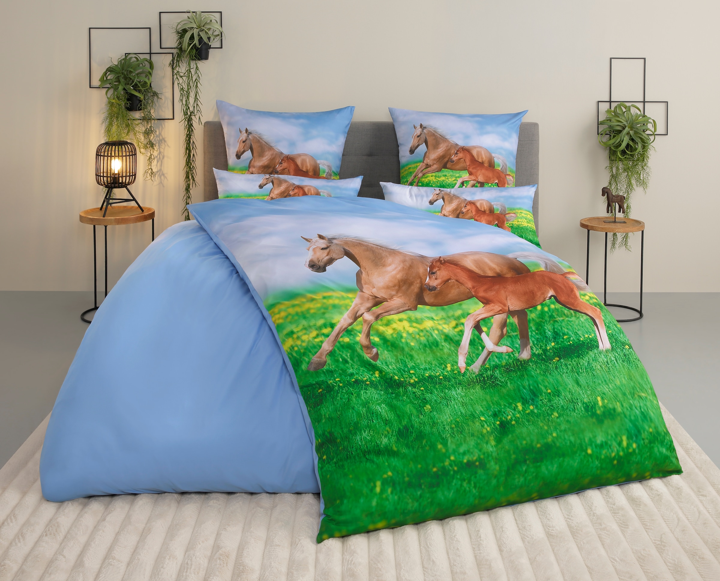 my home Bettwäsche »Lyki«, ab Grösse 135x200 cm, 100% Polyester, Katze, Pferd, Löwe, Pinguin