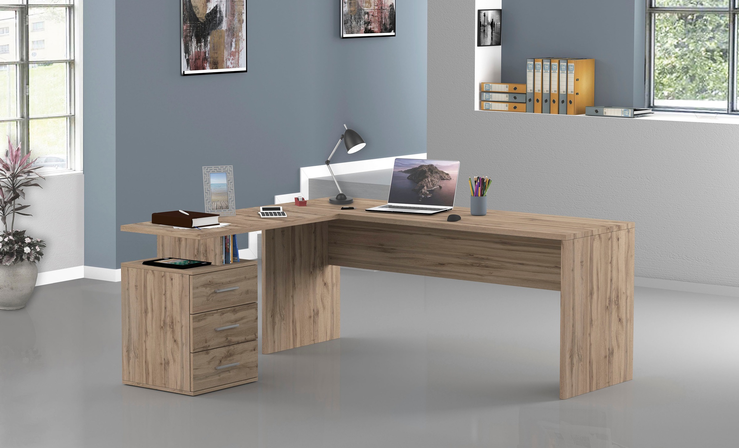 Home affaire Eckschreibtisch "New Selina" Schreibtisch, Schubkästen, mit oder ohne Monitoraufsatz, B 180/160 cm