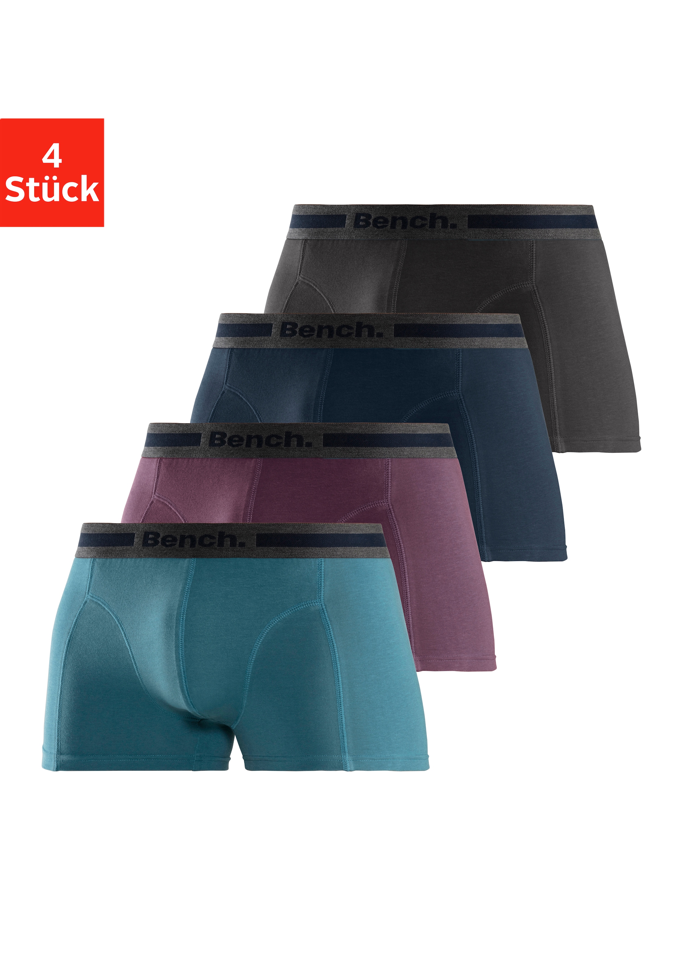 Bench. Boxer »Boxershorts für Herren« Packung, 4 Stk. Unterhosen mit Overlock-Nähten vorn