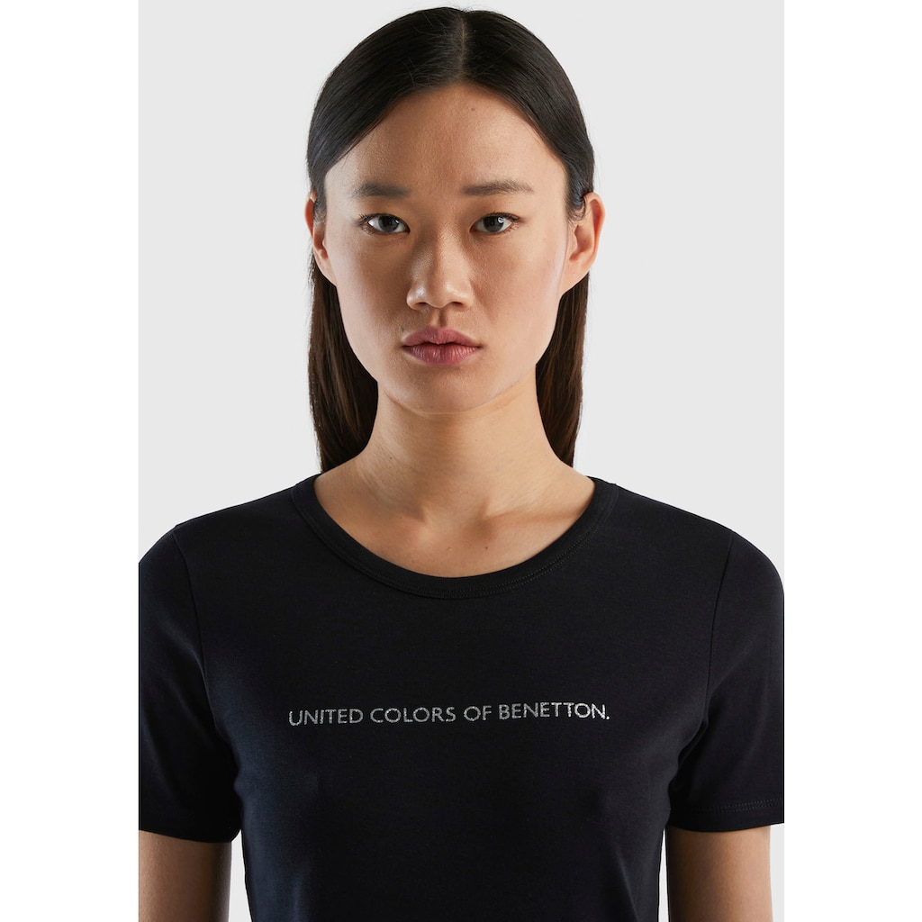 United Colors of Benetton T-Shirt, (1 tlg.), mit glitzerndem Druck