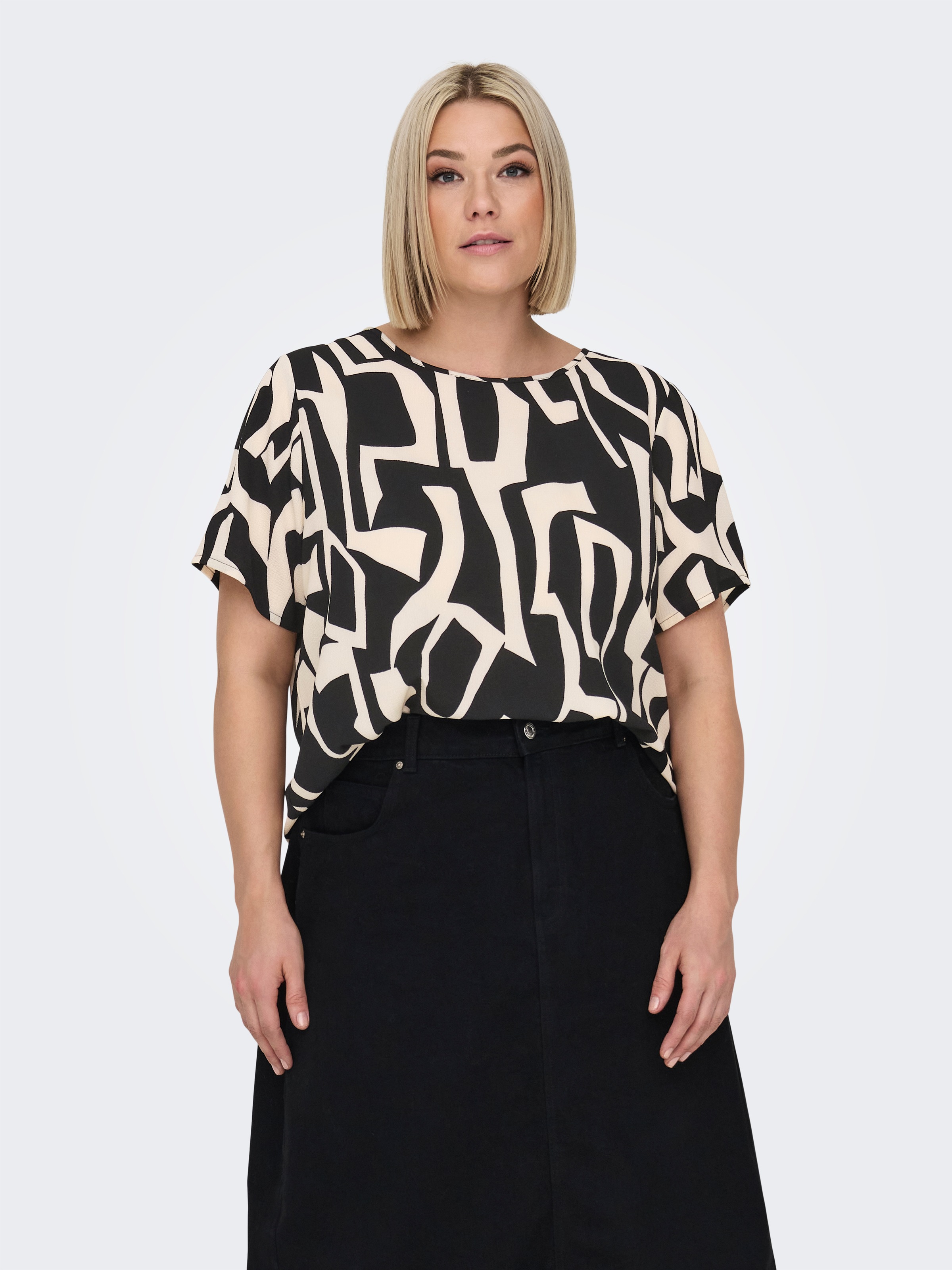 ONLY CARMAKOMA Shirtbluse »CARVICA SS TOP WVN NOOS« Materialmix, regular fit