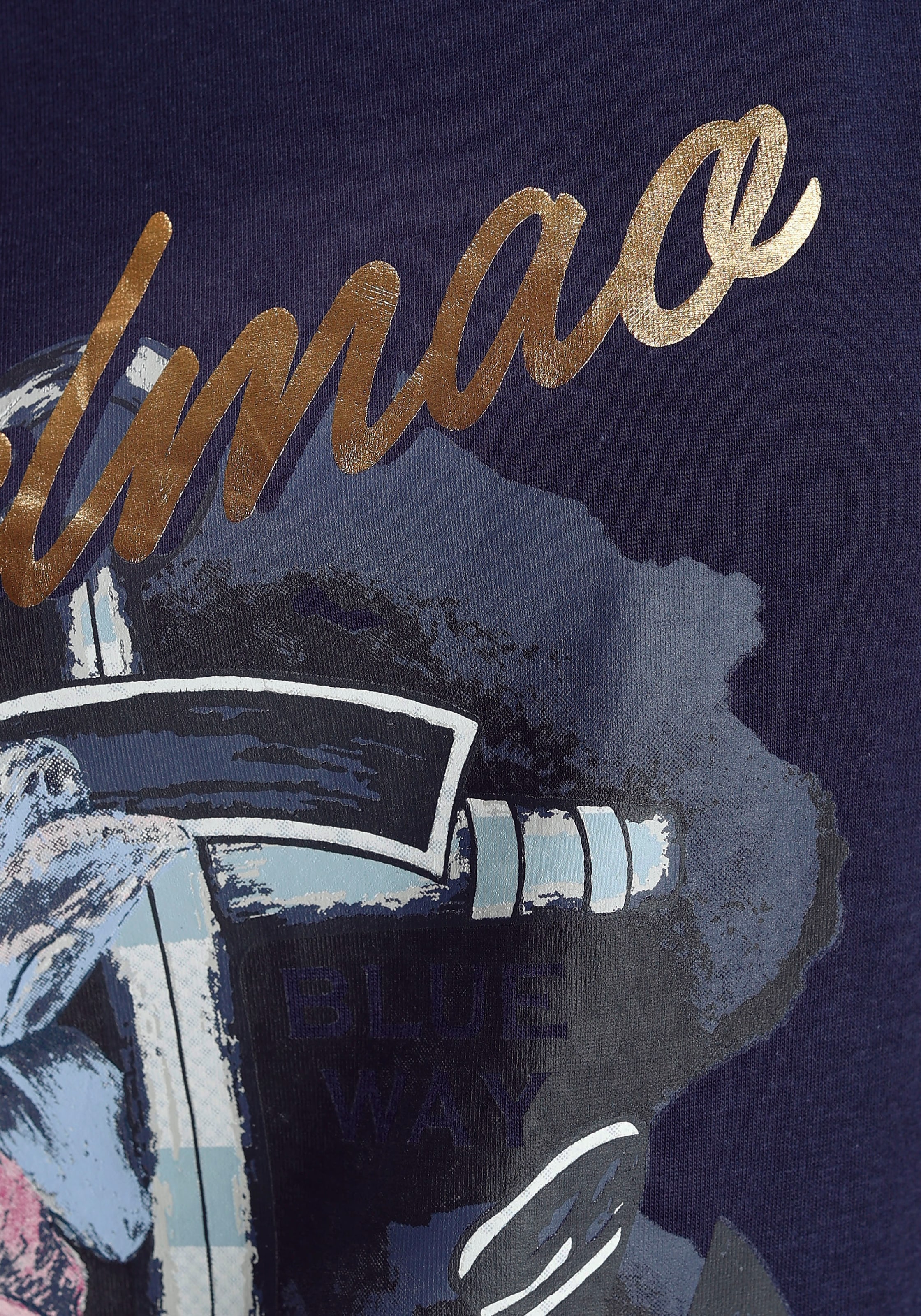 NEUE Schweiz Jelmoli-Versand bei DELMAO geblümten shoppen mit - Print-Shirt, Anker-Logodruck online MARKE!
