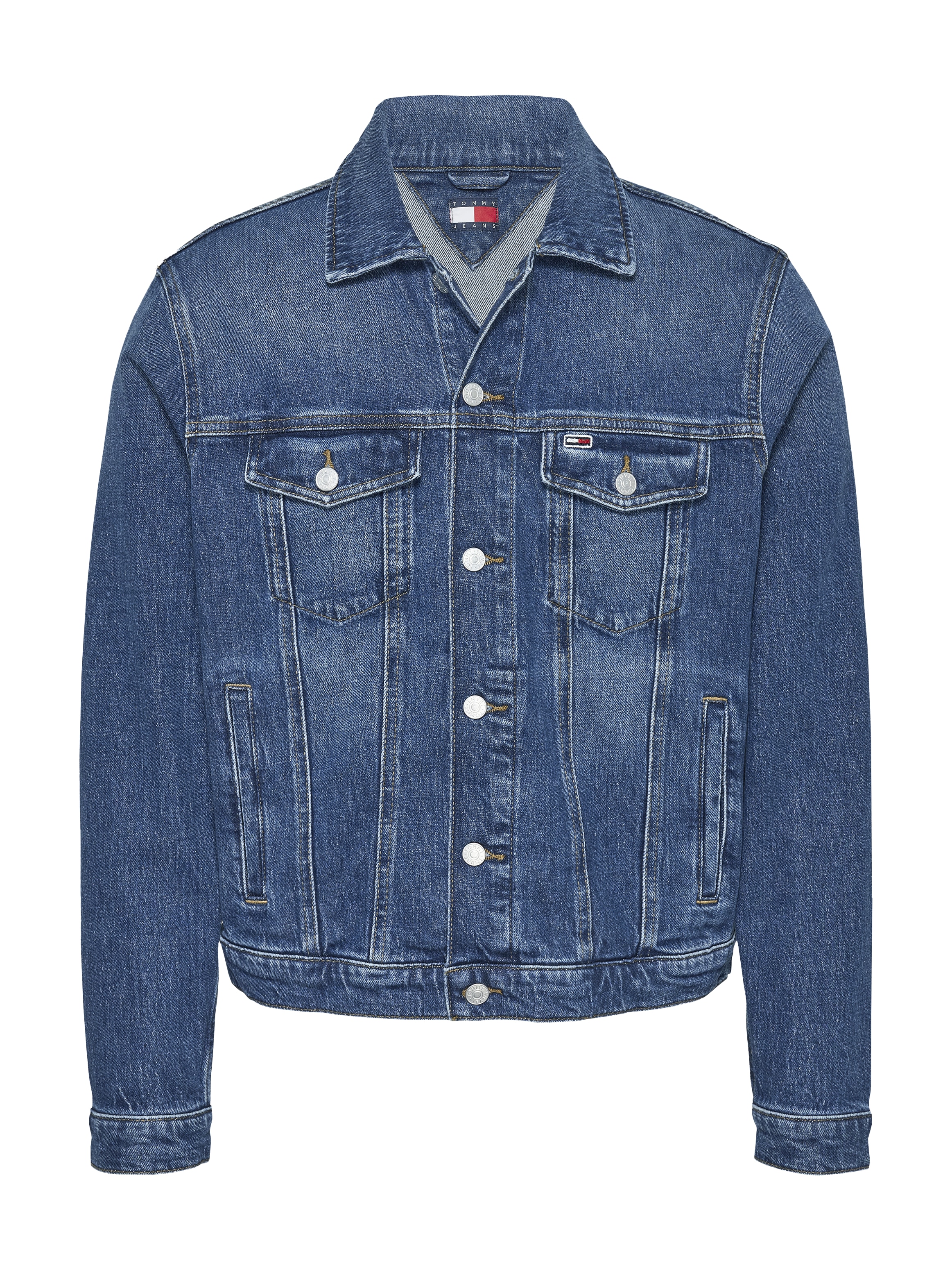 Tommy Jeans Jeansjacke »RYAN RGLR TRCKR JCKT CH0152«, mit Logostickerei