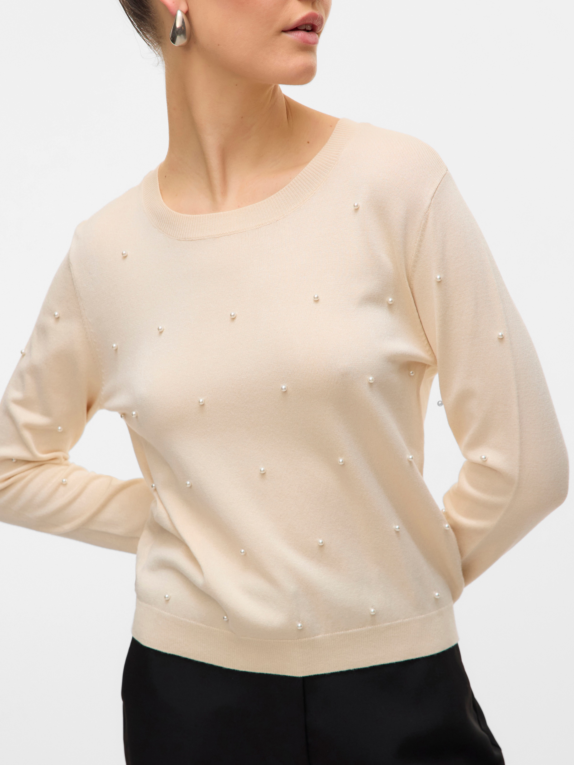 Vero Moda Rundhalspullover »VMGLORY PEARL LS O-NECK PULLOVER BOO«
