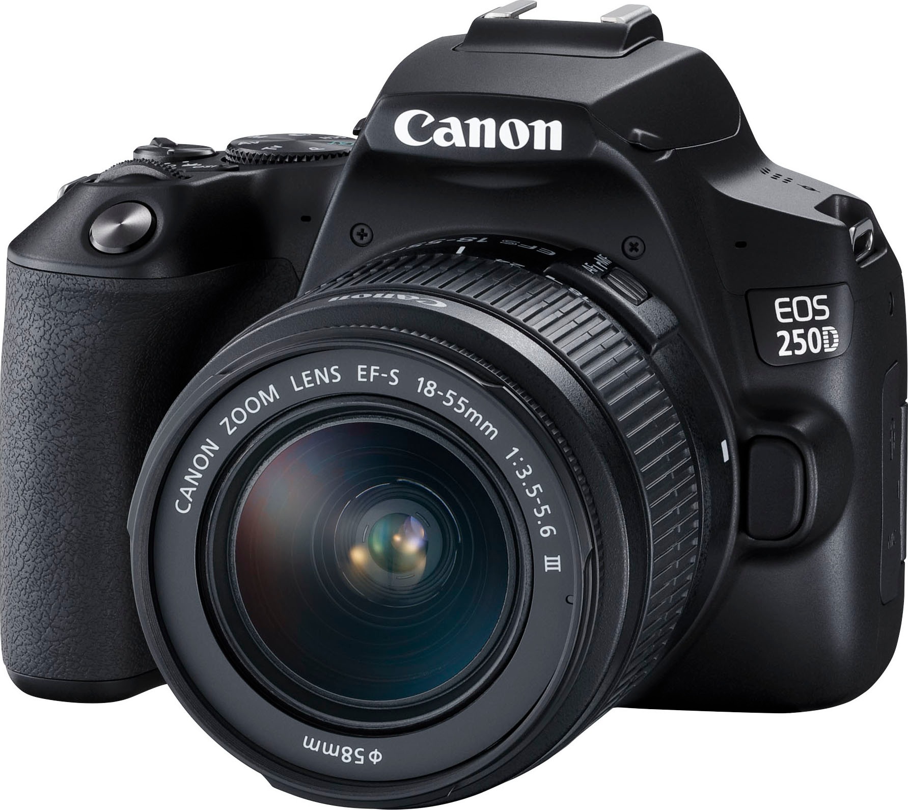 Canon Spiegelreflexkamera »250D + EF-S 18-55mm f/3.5-5.6 III + SB130 Kit«, EF-S 18-55mm f/3.5-5.6 III, 24,1 MP, Bluetooth-WLAN