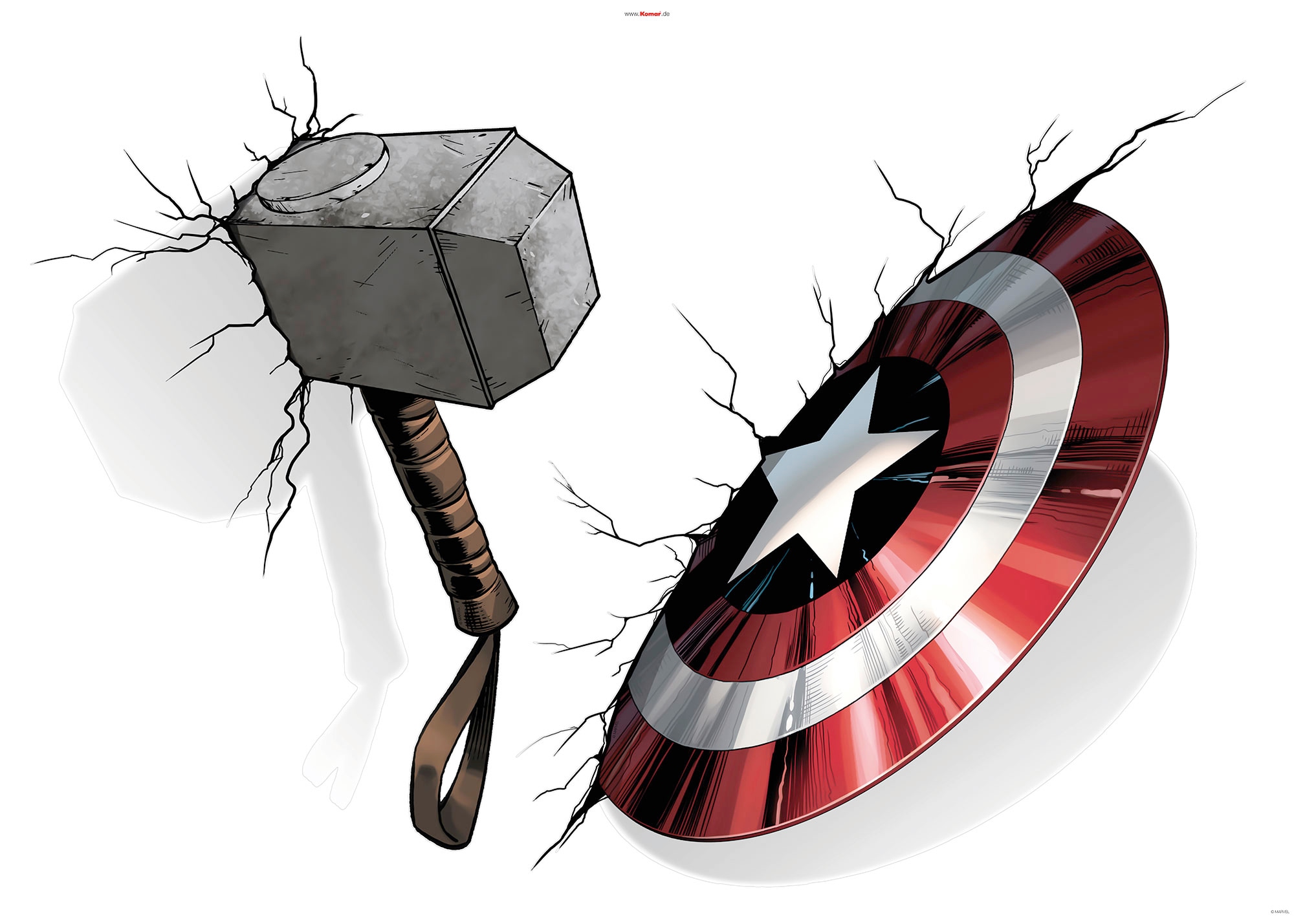 ✵ Komar Wandtattoo »Avengers Hammer & Shield«, (4 St.), 100x70 cm (Breite x  Höhe), selbstklebendes Wandtattoo günstig entdecken | Jelmoli-Versand