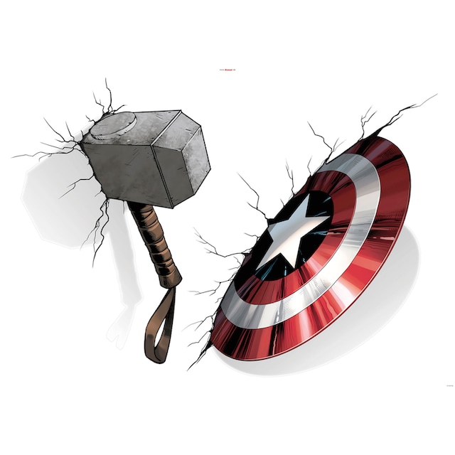 ✵ Komar Wandtattoo »Avengers Hammer & Shield«, (4 St.), 100x70 cm (Breite x  Höhe), selbstklebendes Wandtattoo günstig entdecken | Jelmoli-Versand