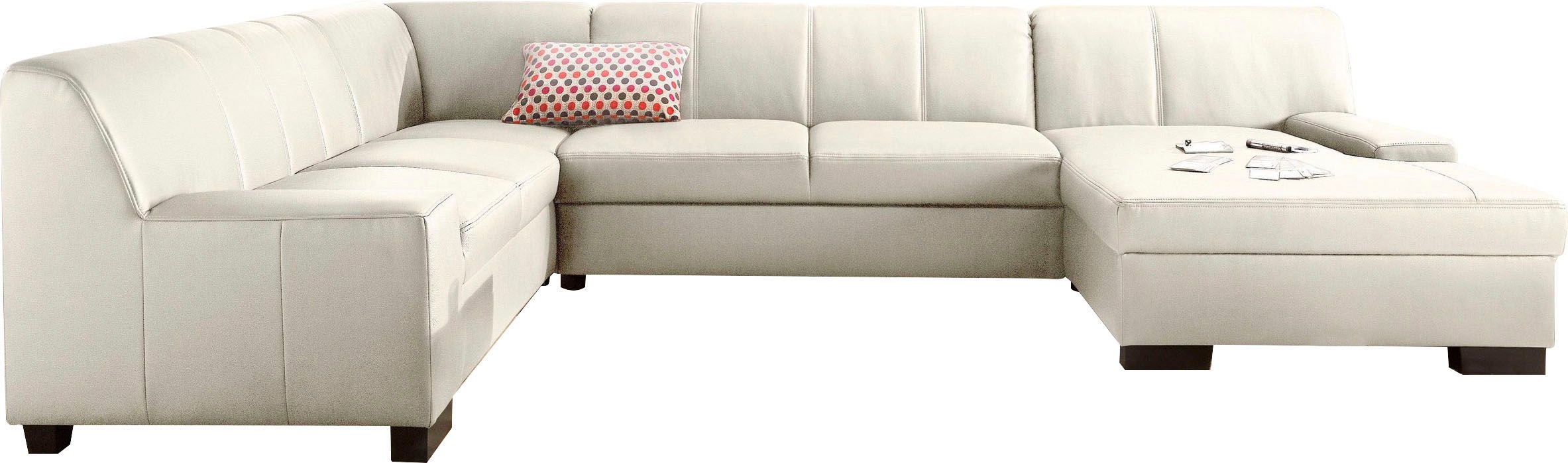 DOMO collection Wohnlandschaft "Norma Top, elegant und modern, flache Armlehnen, komfortabel, U-Form" wahlweise mit Bettfunktion, mit viel Platz