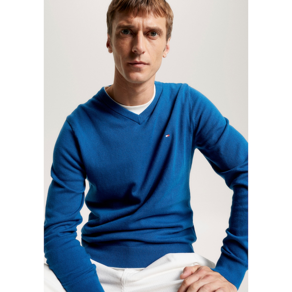 Tommy Hilfiger V-Ausschnitt-Pullover »PIMA ORG CTN CASHMERE V NECK«