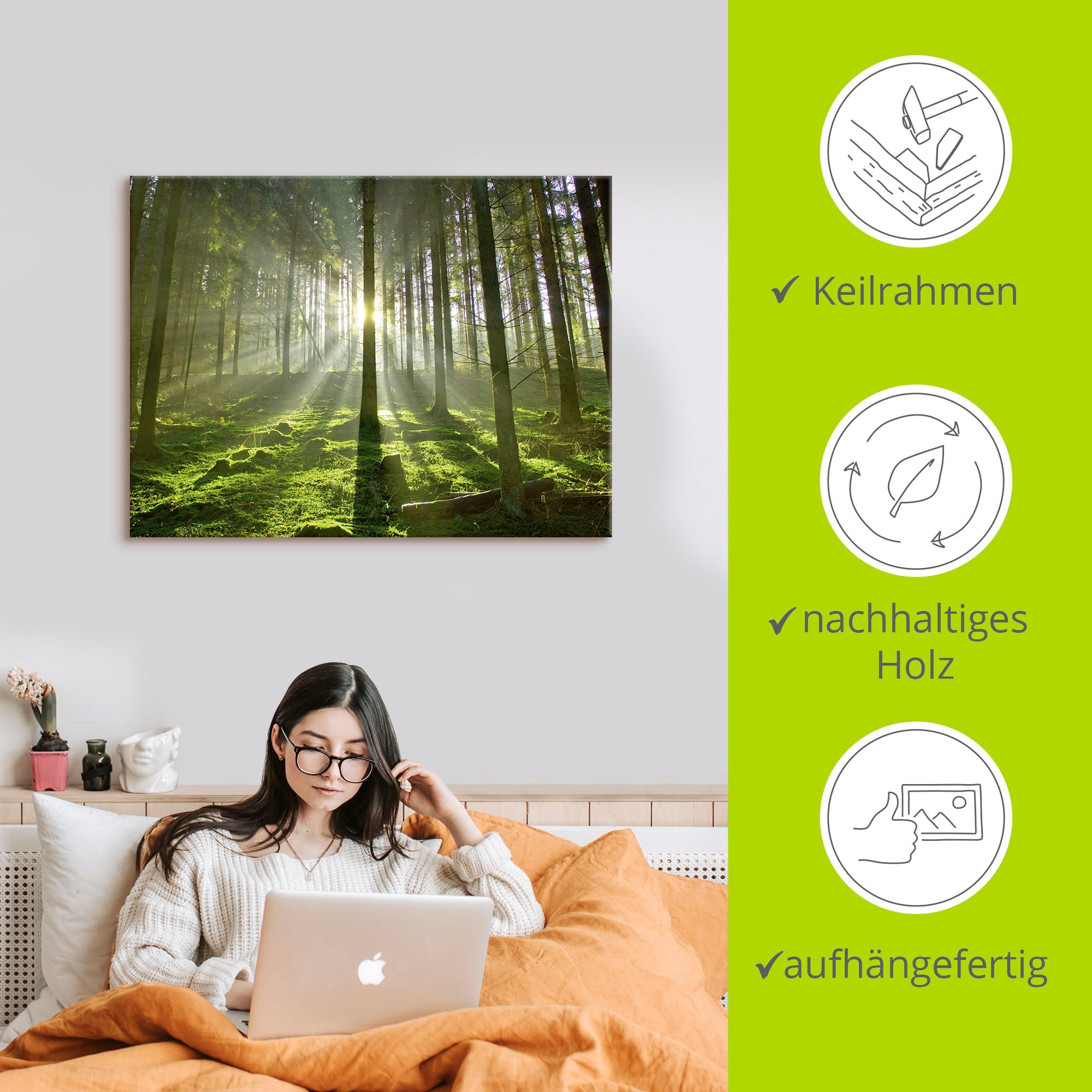 Artland Wandbild »Wald im Gegenlicht«, Wald, (1 St.), als Leinwandbild, Poster in verschied. Grössen