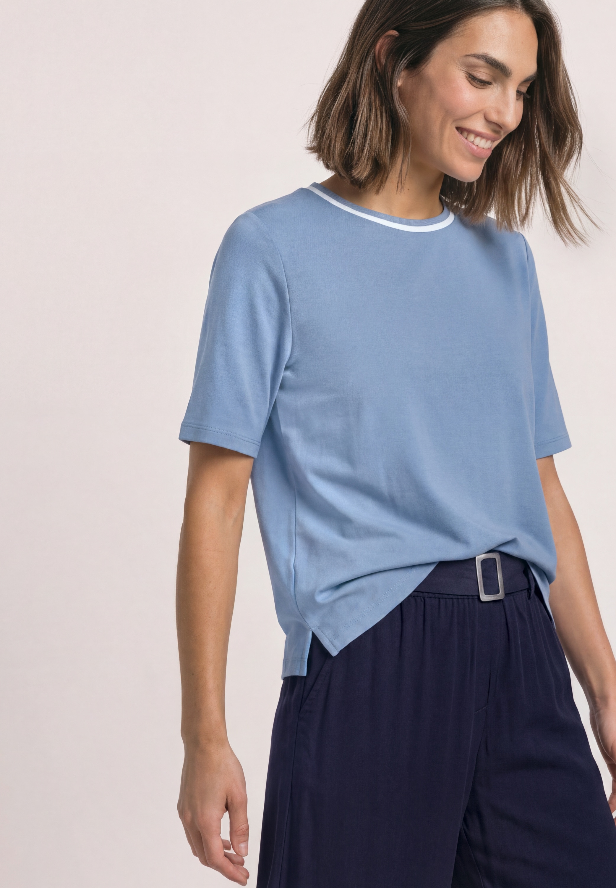 STREET ONE Kurzarmshirt Sommershirt mit Kontrastdetails
