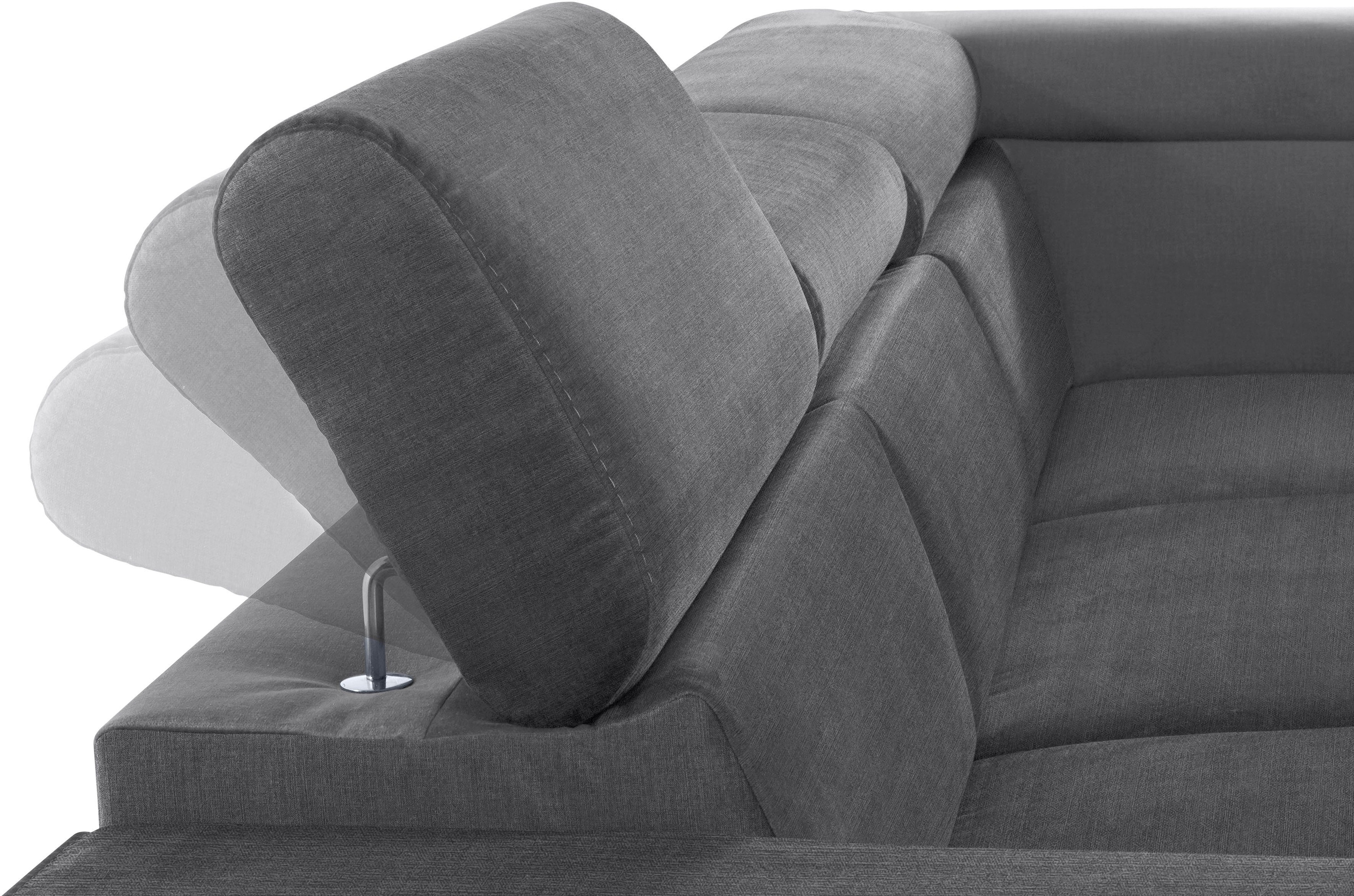 COTTA Polstergarnitur »Morven L-Form«, (Set), Set bestehend aus: Ecksofa mit Kopfteilverstellung & Hocker