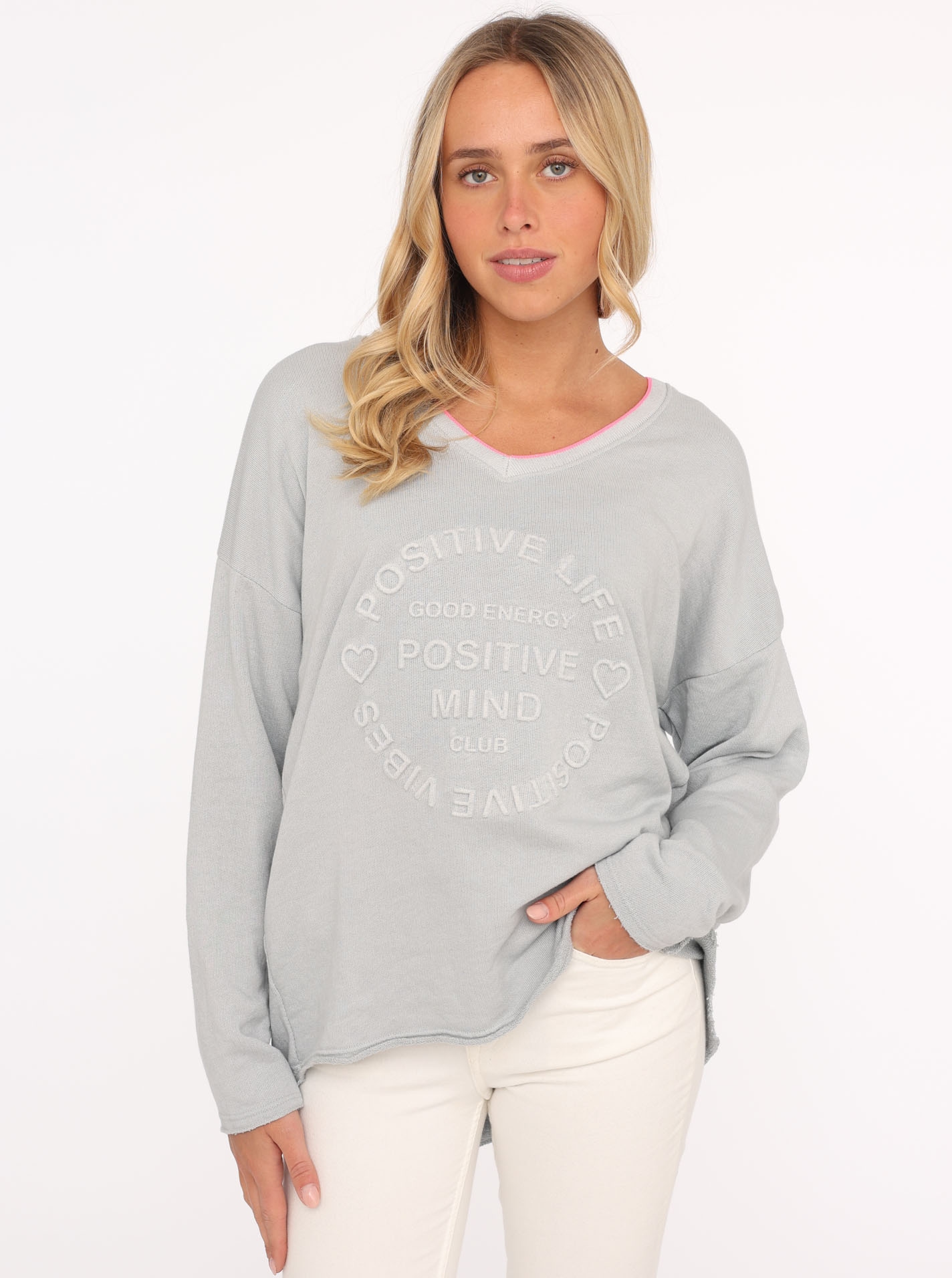 Zwillingsherz Sweatshirt »Positive Mind«, mit Kontrastnaht in Neonfarbe