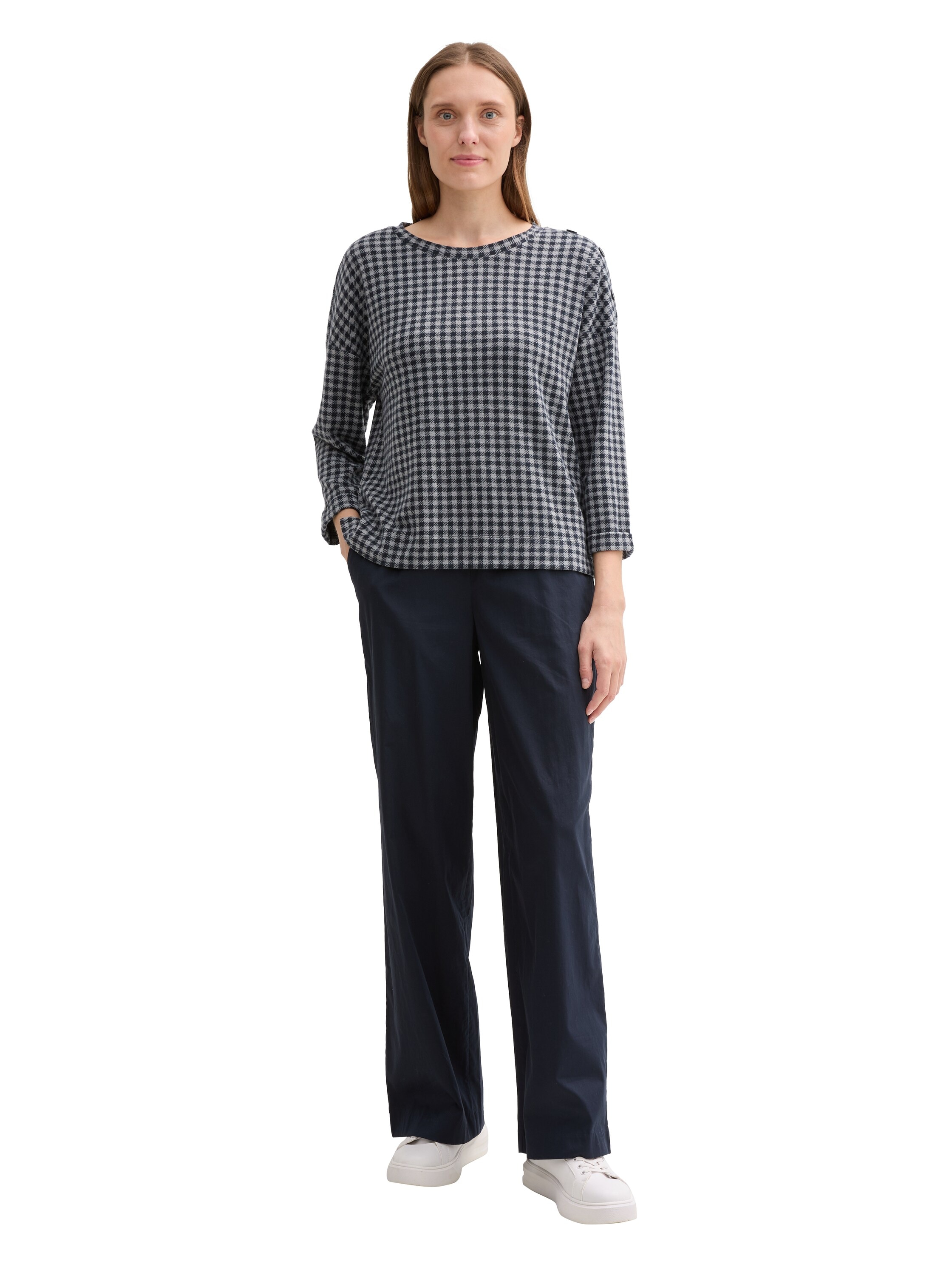 TOM TAILOR Sweatshirt, 7/8 Arm - mit Karomuster