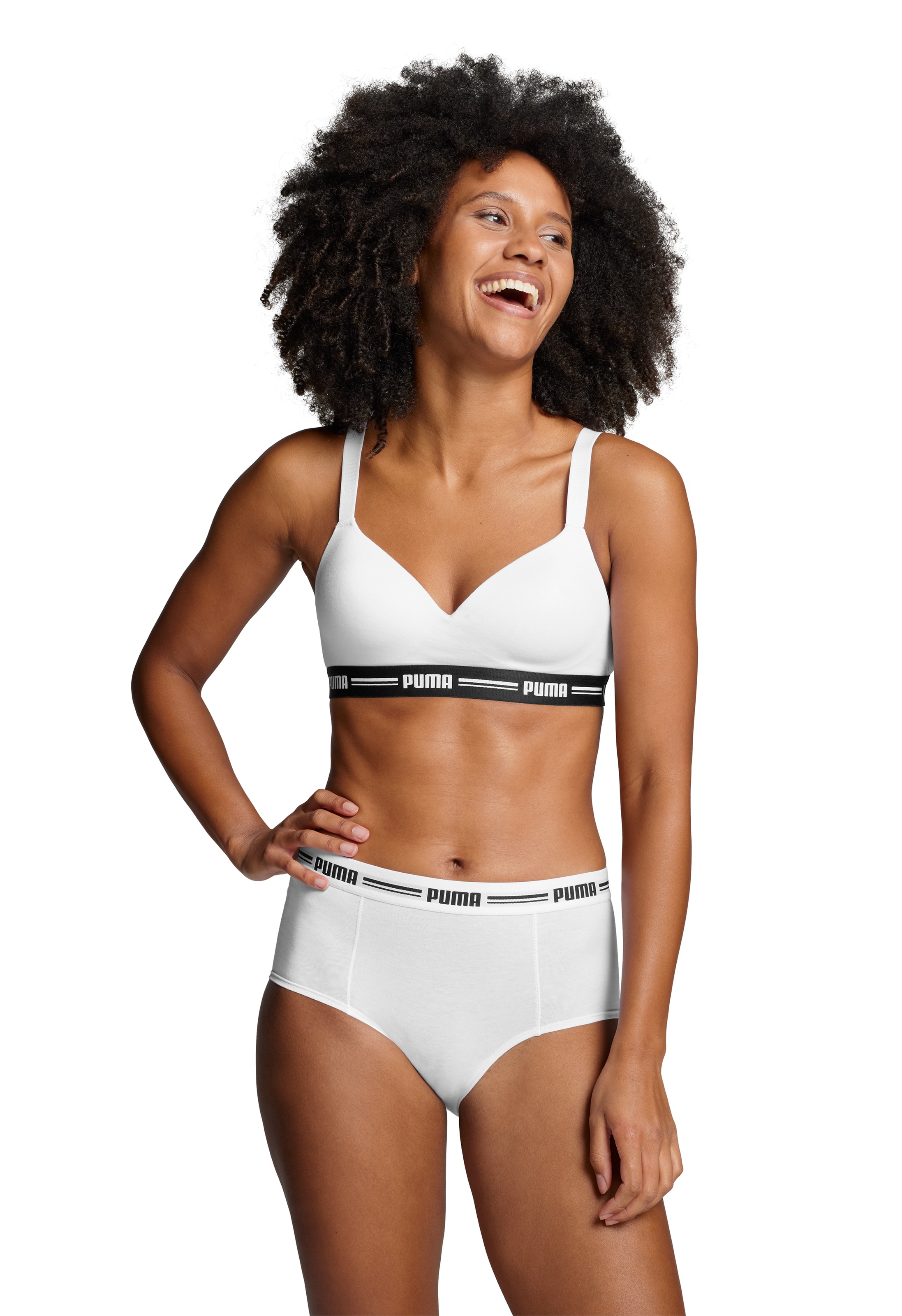 PUMA Panty »PUMA WOMEN MINI SHORT 2P PACK«, (Packung, 2er Pack), mit markantem Logo-Bund