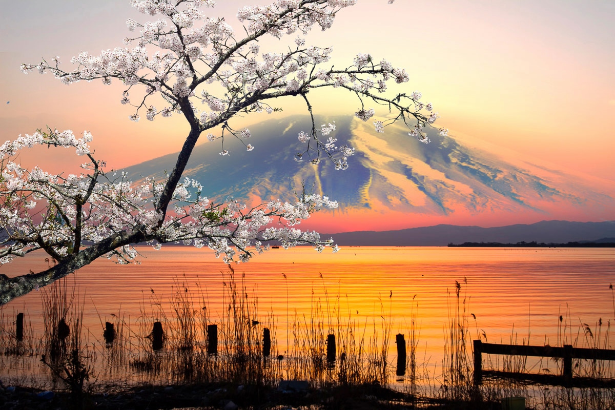 Papermoon Fototapete "See vor Mount Fuji"