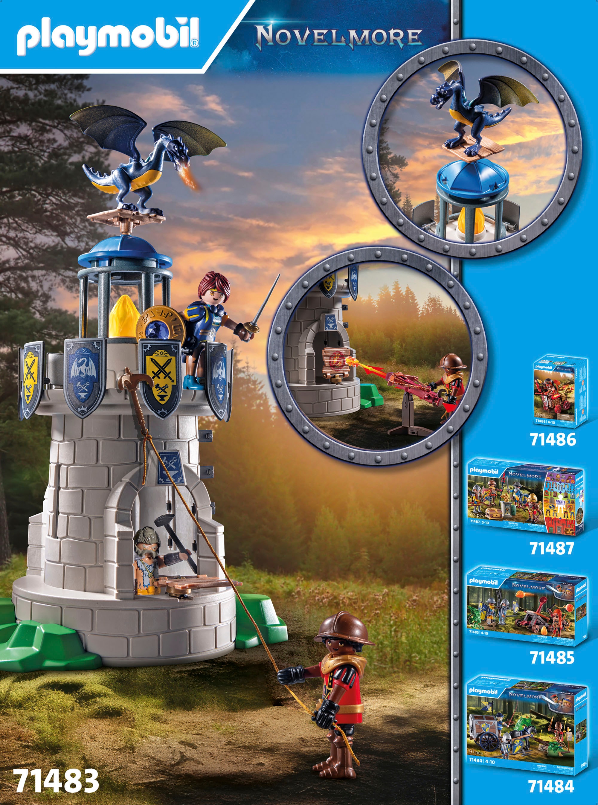 Playmobil® Konstruktions-Spielset »Ritterturm mit Schmied und Drache (71483), Novelmore«, (89 St.), Made in Europe