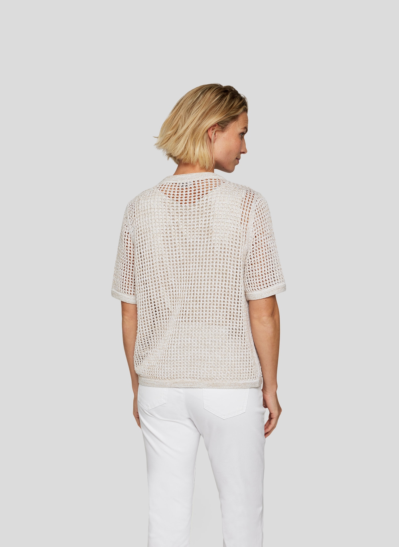 Rabe Strickjacke, kurzarm, mit Loch-Struktur und Knopfverschluss
