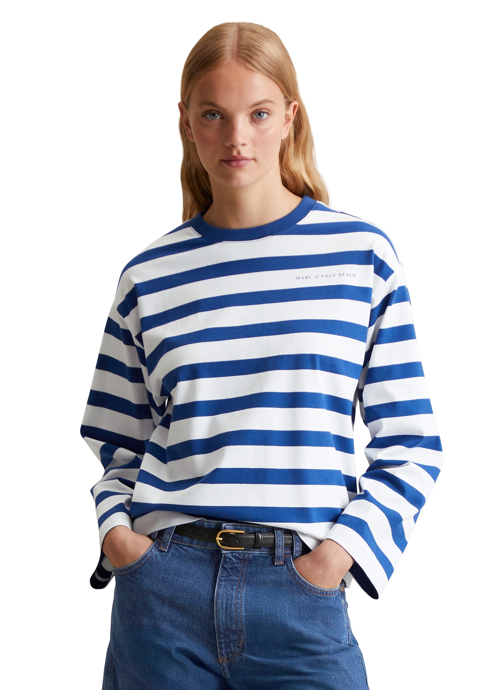 Marc O'Polo DENIM Langarmshirt geringelt, oversized, Bio-Baumwolle