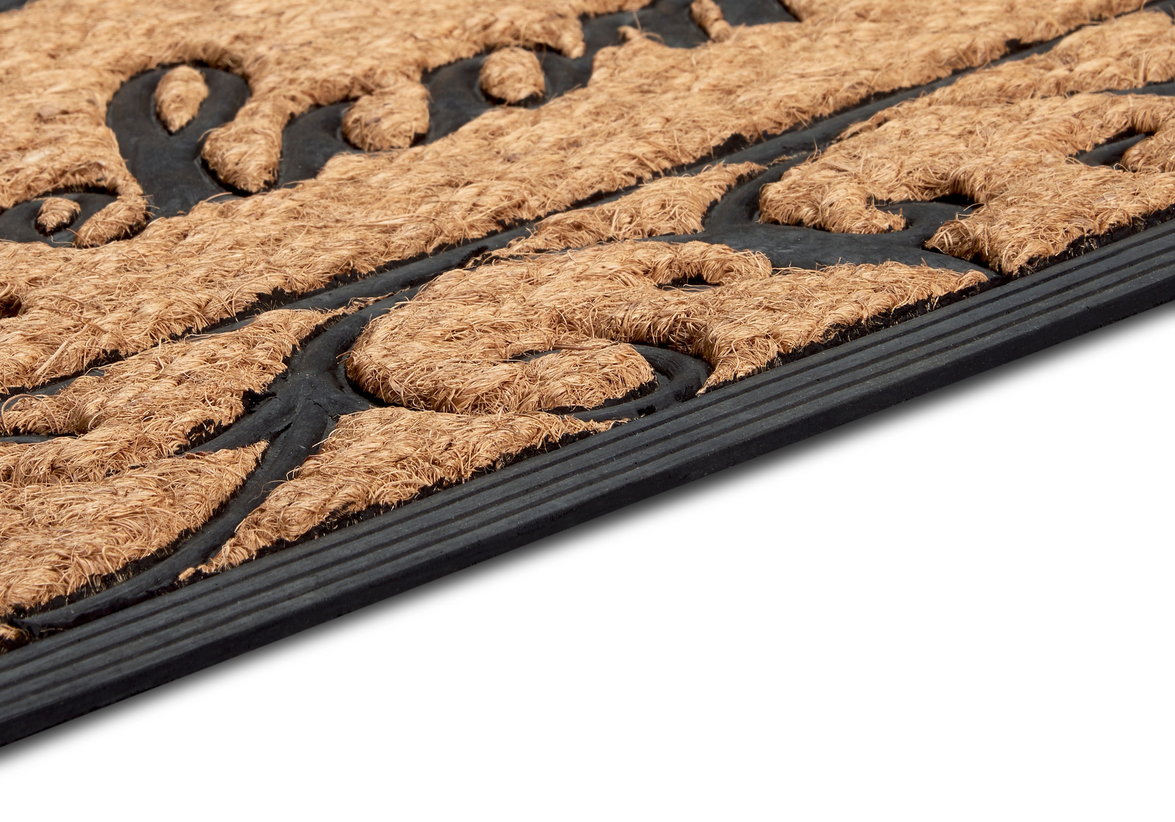 HANSE Home Fussmatte »Gummi-Kokos Braided Classic Welcome Ornament, Türmatte«, rechteckig, 8 mm Höhe, Kokos, Gummi, Schmutzfangmatte, Outdoor, Rutschfest, Innen, Kokosmatte