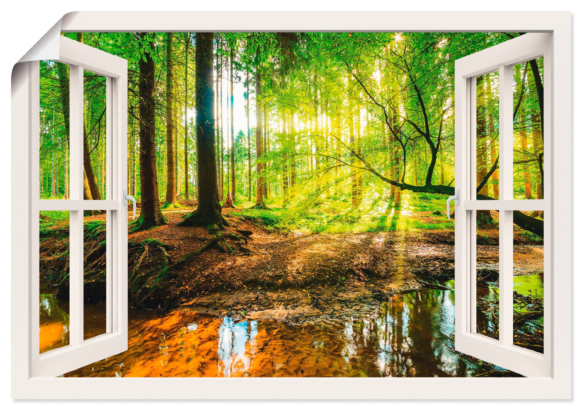 Artland Wandbild »Fensterblick - Wald mit Bach«, Wald, (1 St.), als  Leinwandbild, Poster, Wandaufkleber in verschied. Grössen online shoppen |  Jelmoli-Versand