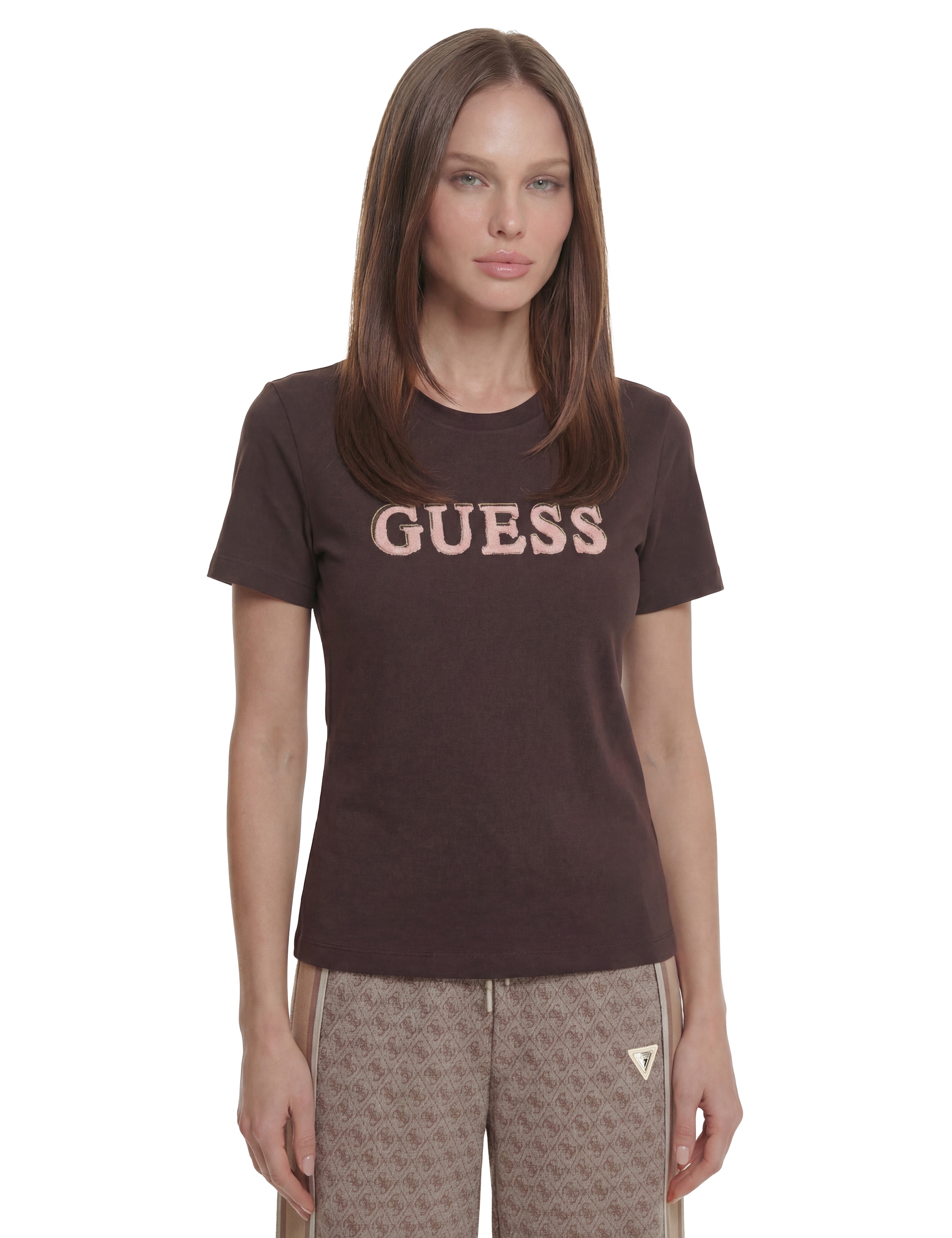 Guess T-Shirt "FAUSTA CN SS T-SHIRT" mit Logoschriftzug, Regular Fit