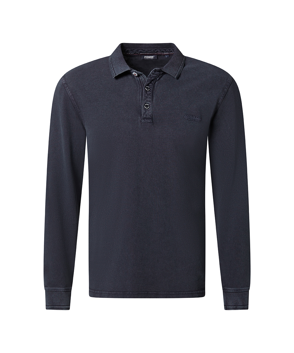 Pioneer Authentic Jeans Langarm-Poloshirt, mit Kragen und Knopfleiste