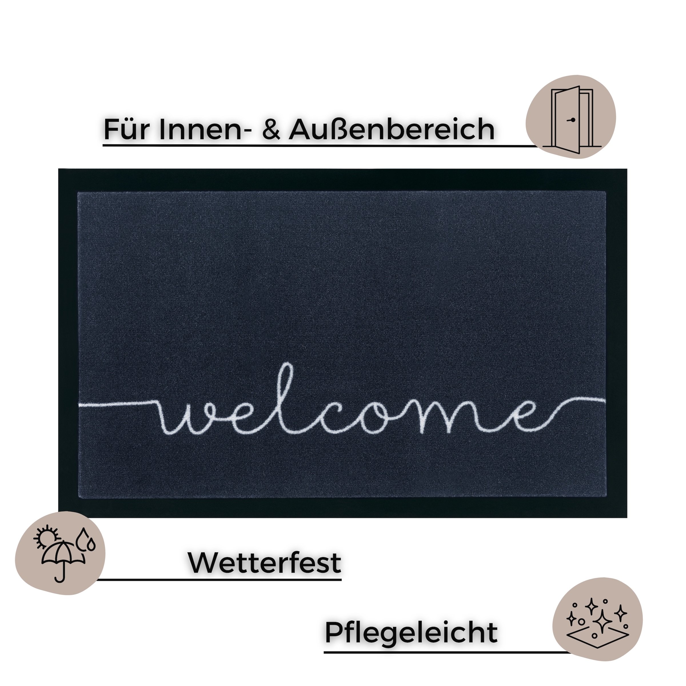 HANSE Home Fussmatte »Cozy Welcome«, rechteckig, 5 mm Höhe, Waschbar, Schmutzfangmatte, Outdoor, Innen, Rutschfest, Wetterfest