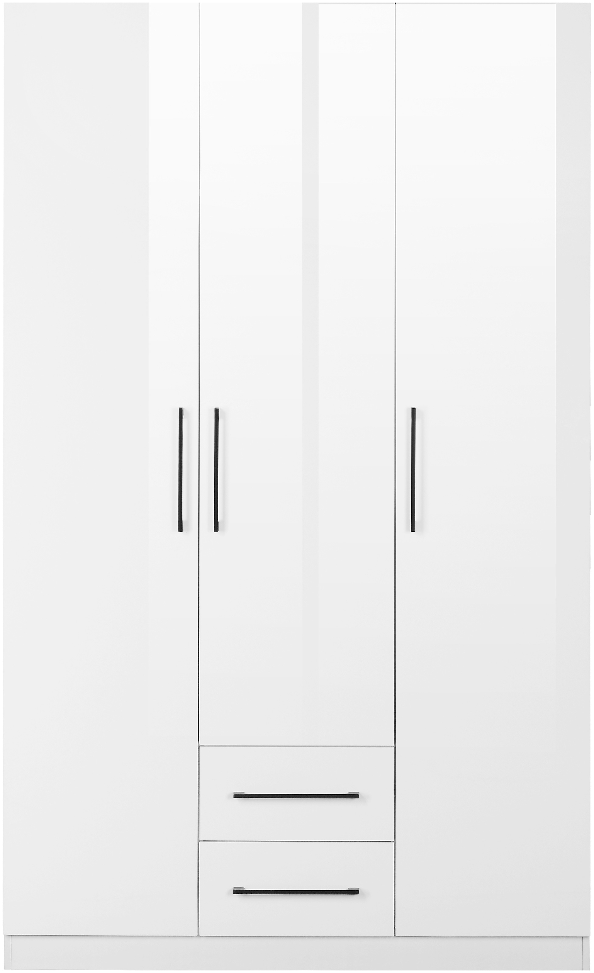 OTTO home Kleiderschrank "Sylt Schlafzimmerschrank Garderobe Schrank hochglanz" hochwertige schwarze Metallgriffe, Drehtürenschrank mit perfekter Innenausstattung, Breite 120cm