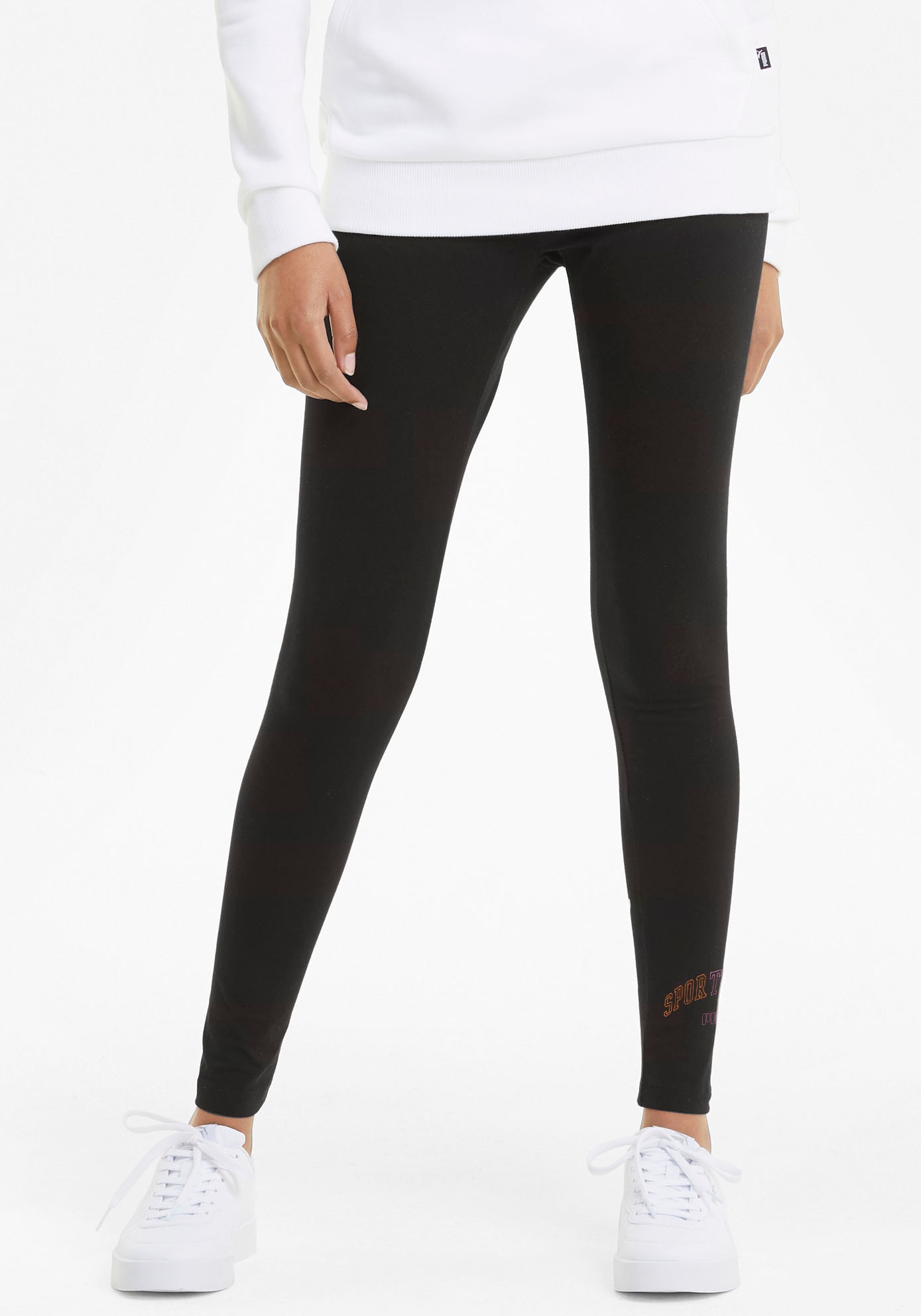 PUMA Leggings »ESS+ LOGO LAB LEGGINGS« mit Grafikprint, sportlicher Stil, aus Baumwollmischung