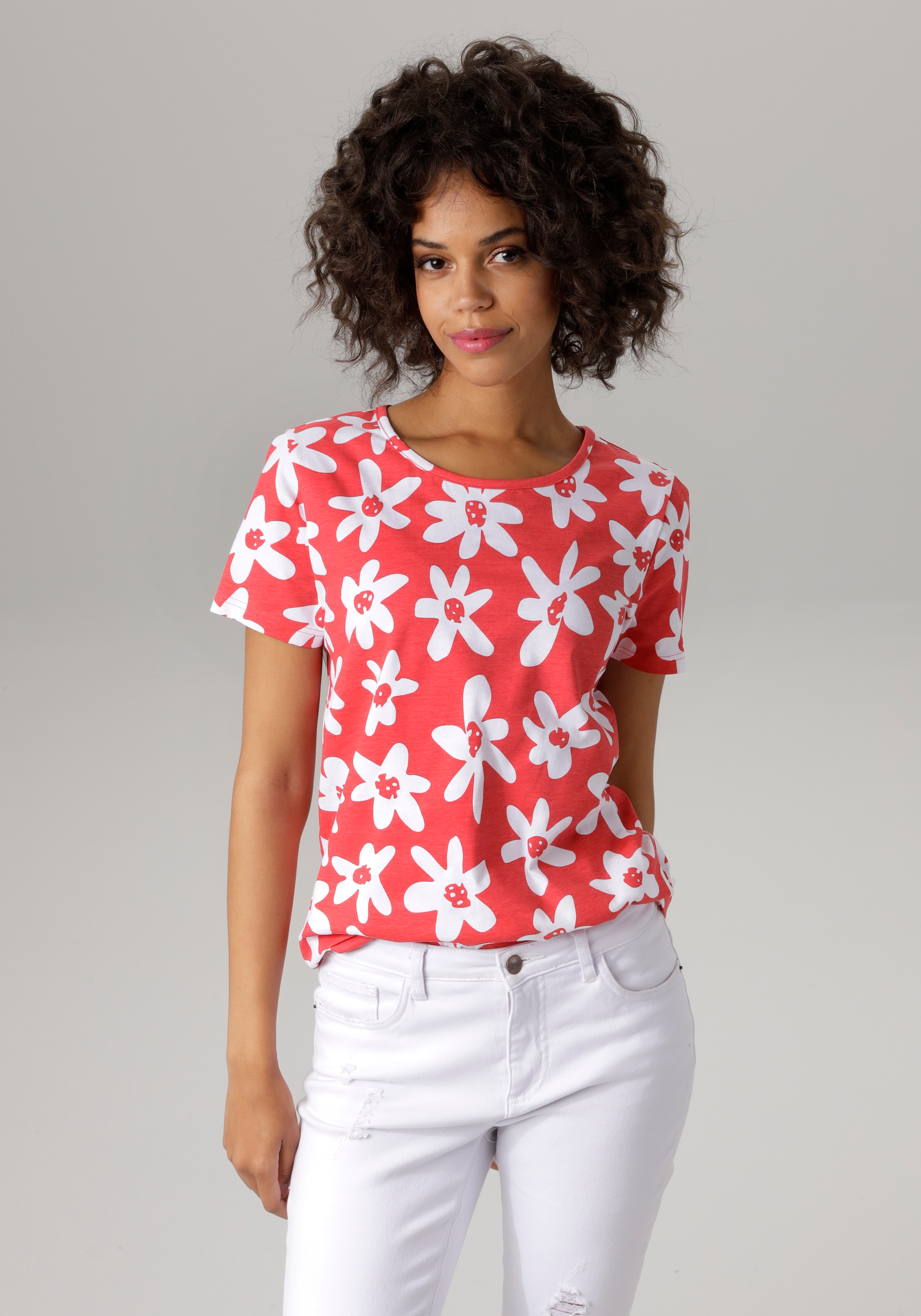 | bunten Blüten bedruckt CASUAL Aniston T-Shirt, mit online allover bestellen Jelmoli-Versand