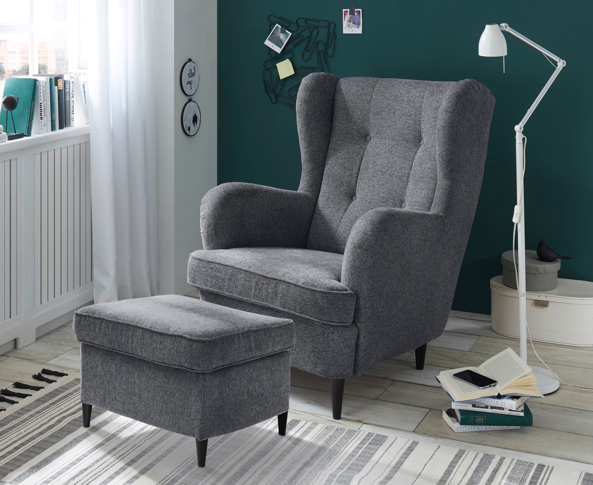 ED EXCITING DESIGN Hocker »Oskar«, mit Massivholzfüssen