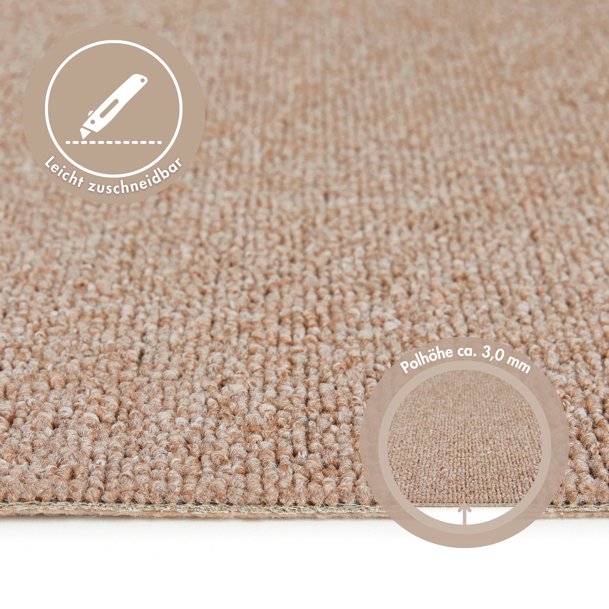 Andiamo Teppichboden »Luton, Feinschlinge, Made in Netherlands«, rechteckig, 6 mm Höhe, meliert, Breite 400 cm oder 500 cm, strapazierfähig & pflegeleicht