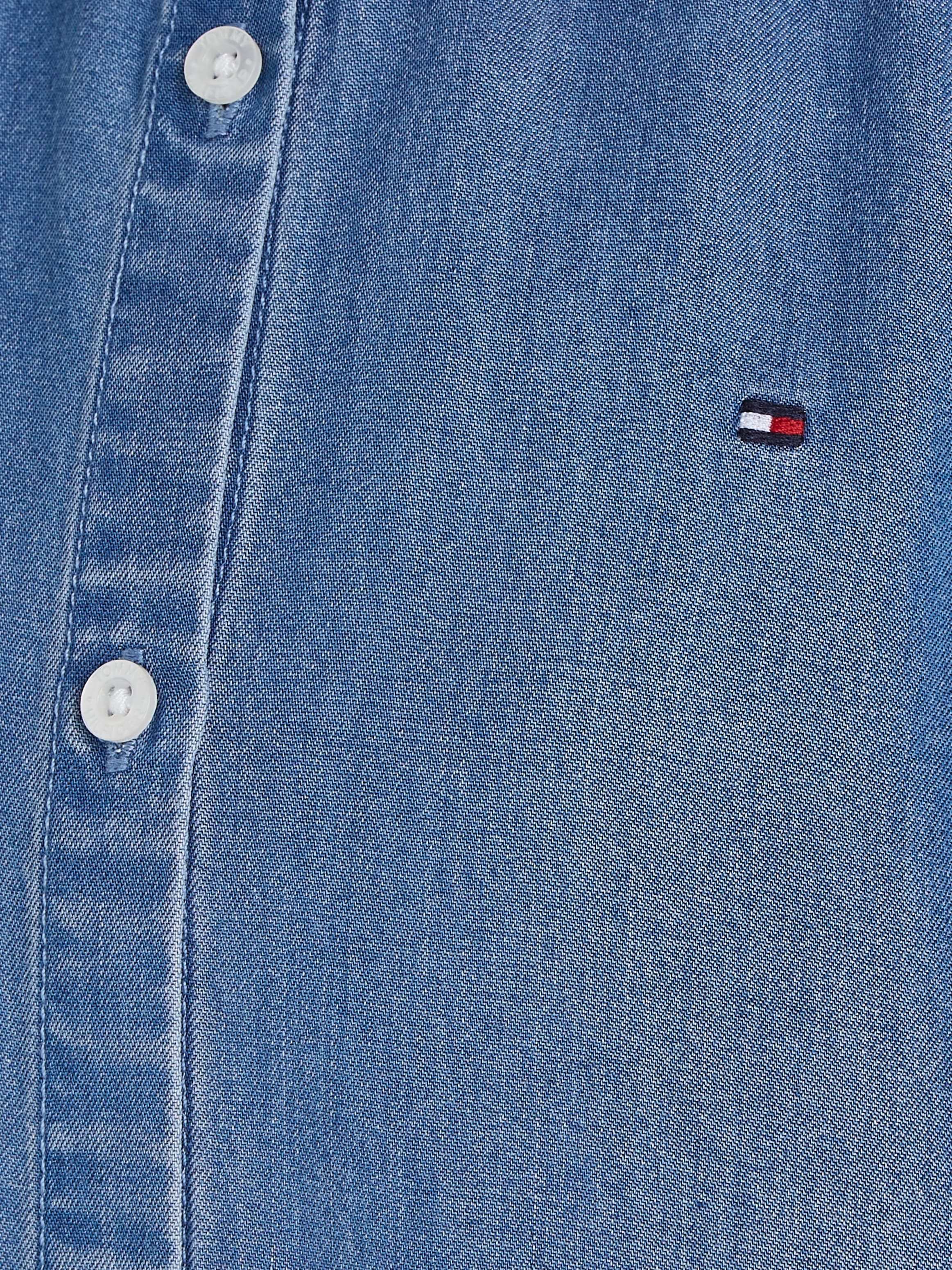 Tommy Hilfiger Klassische Bluse »TENCEL RUFFLE COLLAR SHIRT«, im Denim-Style