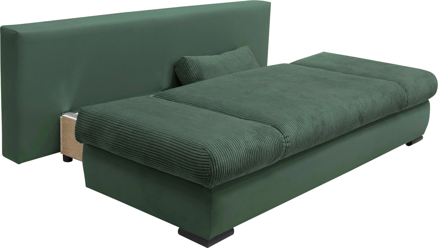 COLLECTION AB Schlafsofa »Chicago mit Bettfunktion, Schlafcouch«, inklusive Bettkasten, Cord-Samt Bezug, grün