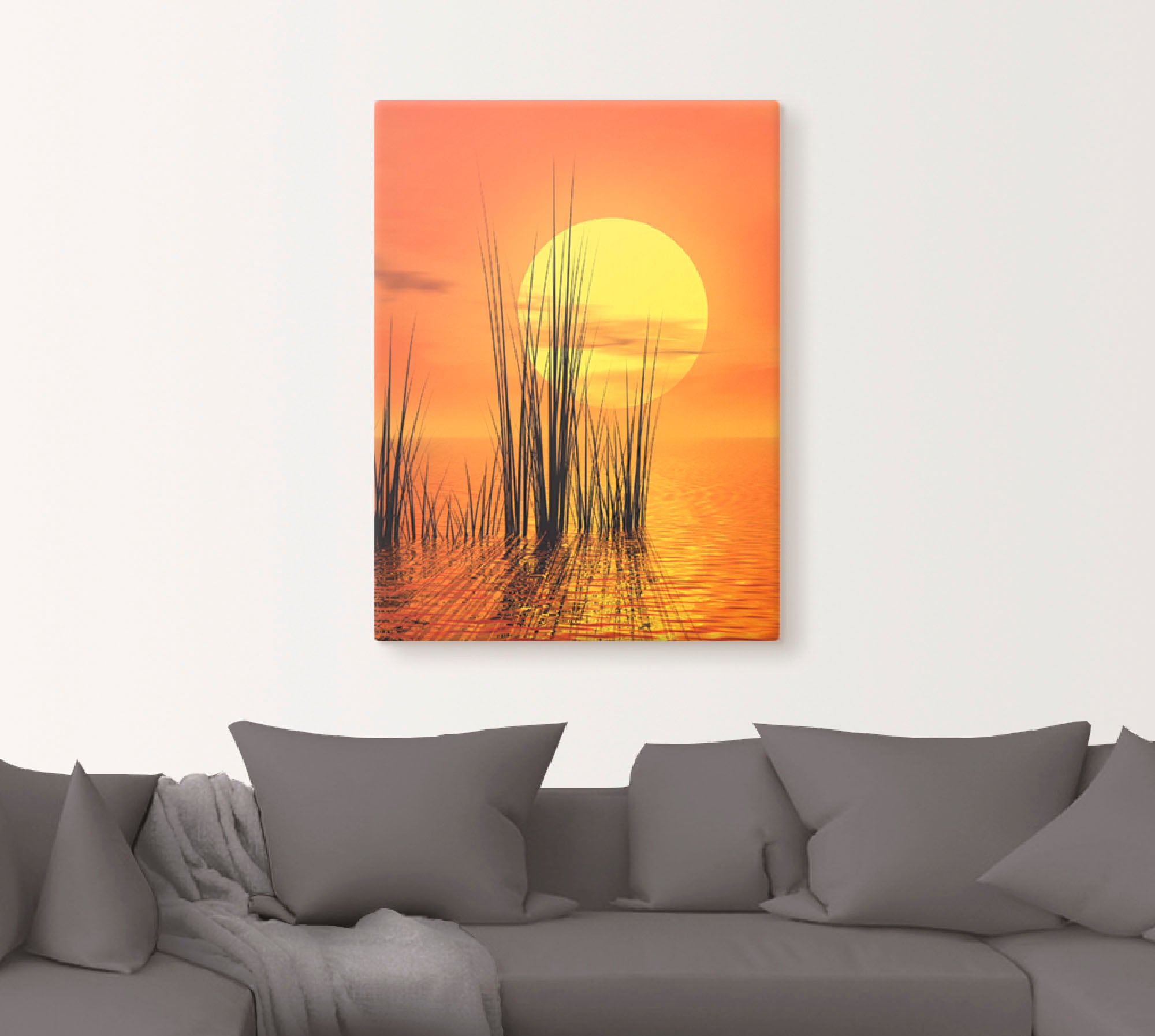 Artland Wandbild »Sonnenuntergang mit Schilf«, Sonnenaufgang & -untergang, (1  St.), als Leinwandbild, Wandaufkleber oder Poster in versch. Grössen online  bestellen | Jelmoli-Versand
