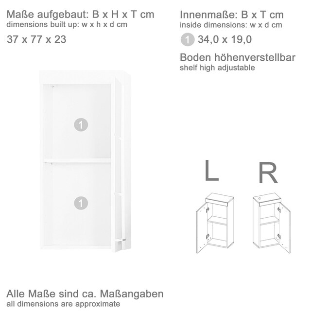 ❤ INOSIGN Hängeschrank »Avena«, Breite 37 cm, Badezimmerschrank mit  wechselbarem Türanschlag bestellen im Jelmoli-Online Shop