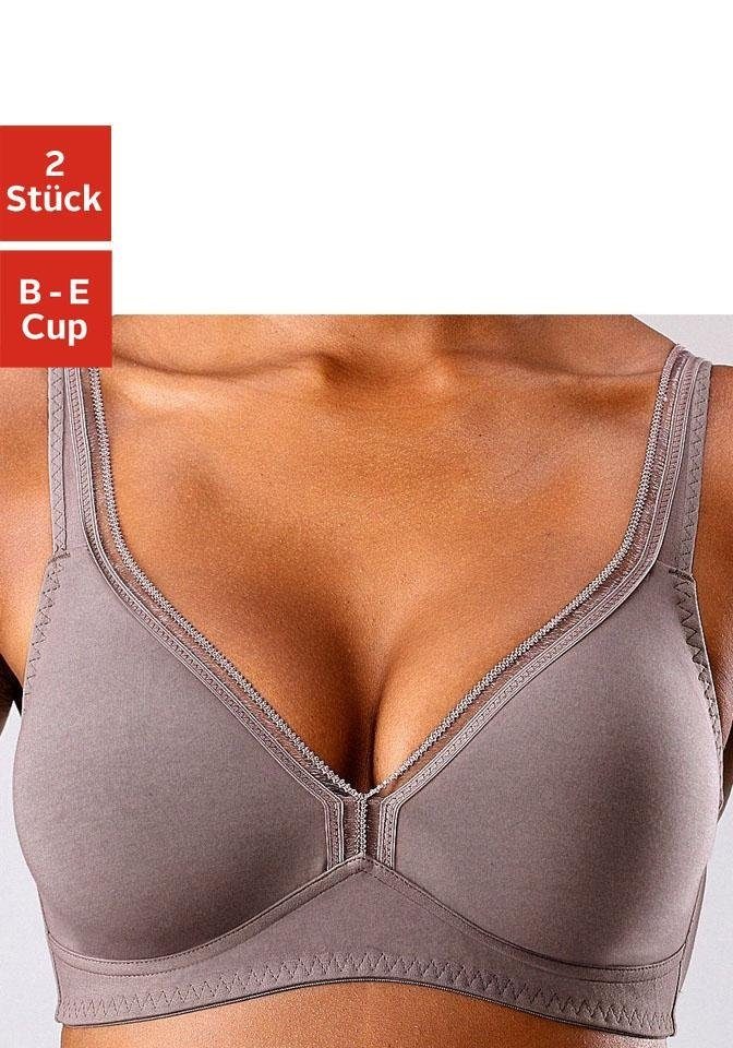 petite fleur T-Shirt-BH Packung, 2 Stück, ohne Bügel aus Baumwolle, Basic Dessous