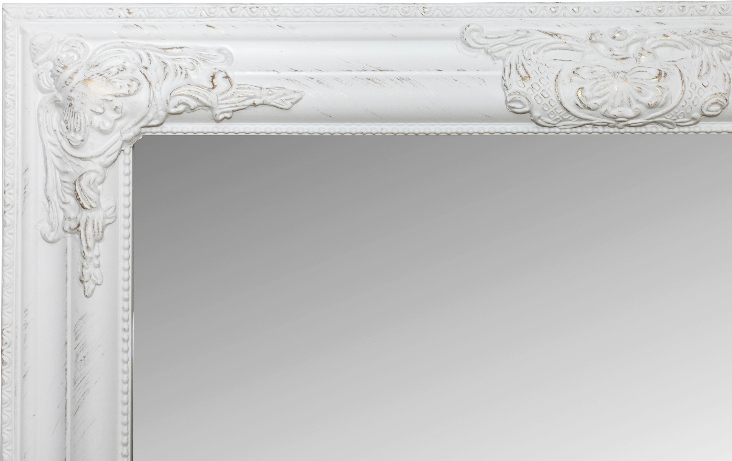 Myflair Möbel & Accessoires Wandspiegel »Xub«, (1 St.), weiss, rechteckig, Rahmen mit Antik-Finish, Spiegel mit Facettenschliff