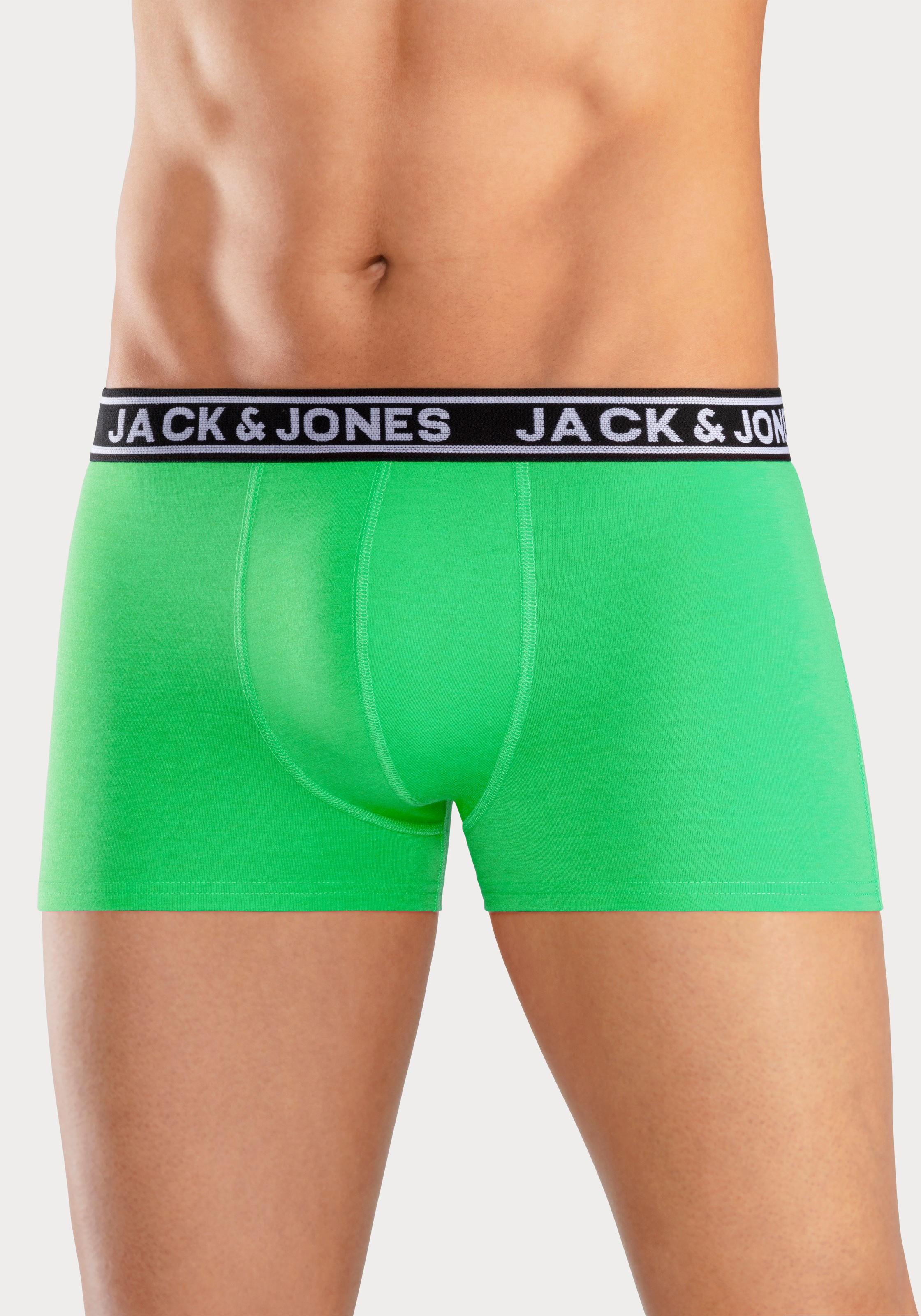 Jack & Jones Trunk »JACCRISP im 6er Pack mit Logobund und Stretchkomfort«, (Packung, 6 St.), unifarben mit Farbeinsatz, modisch, eng anliegend, Baumwollmischung