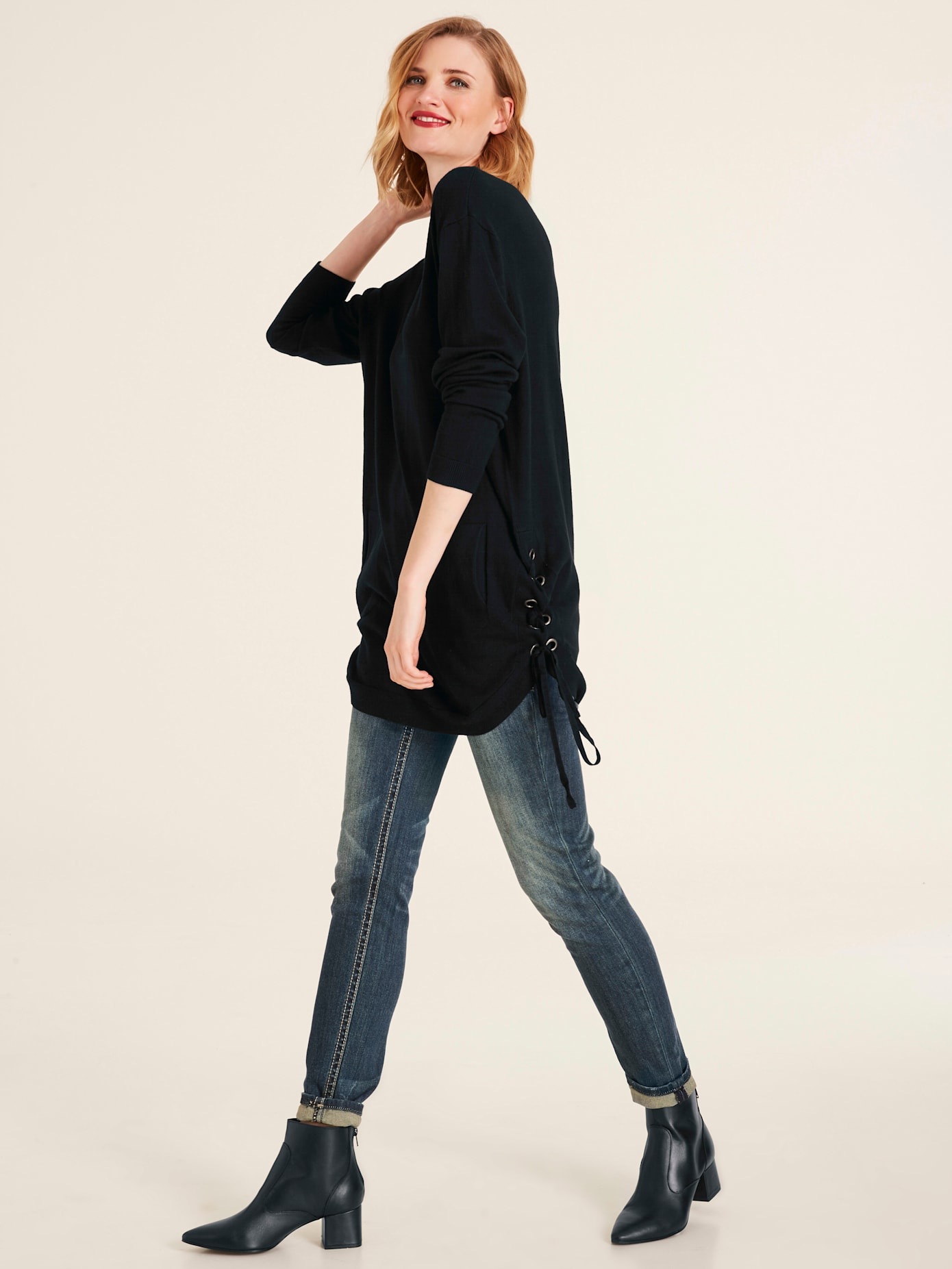 heine Rundhalspullover »Longpullover«