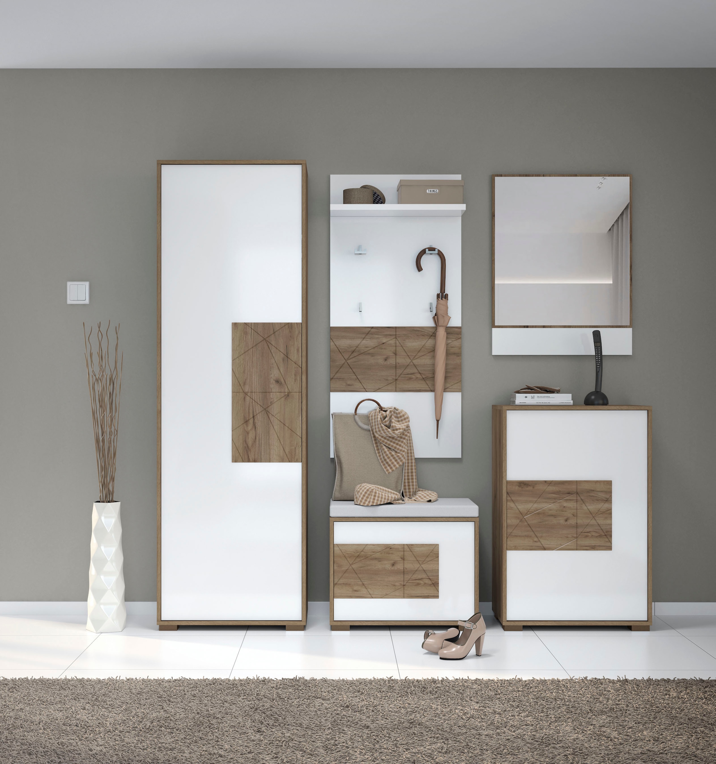 Places of Style Garderobenschrank »Stela«, (H/B/T): 197/62,4/35,7cm), mit Push-to-open-Funktion
