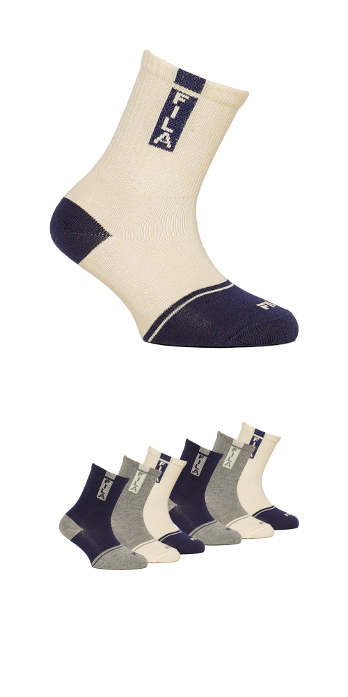 Fila Basicsocken »JUNIOR BOY NORMAL PLAIN SOCKS« 6 Paar tlg. mit kontrastfarbigen Details