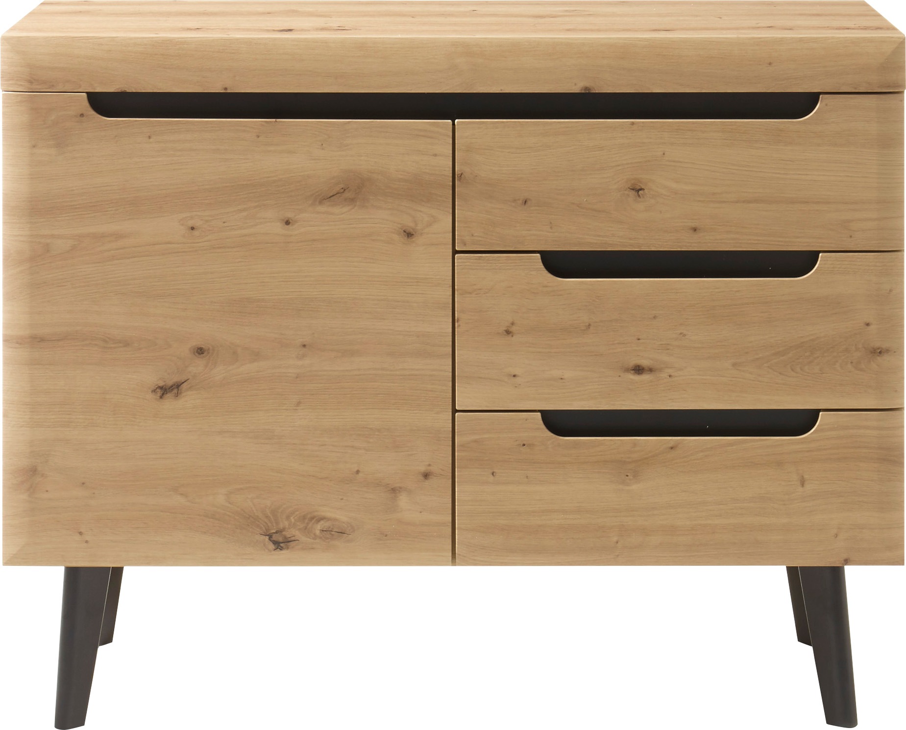 Home affaire Sideboard "Torge, Anrichte, Kommode, Schubladenschrank" 1 Stk. tlg. abgeschrägte Füße, drei Farben, Scandi Design, 107 cm breit
