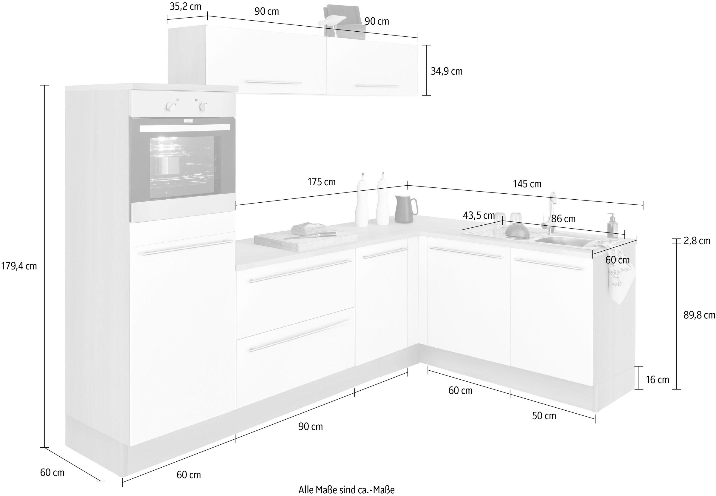 OPTIFIT Winkelküche »Bern«, Stellbreite 265x175 cm, wahlweise mit E-Geräten